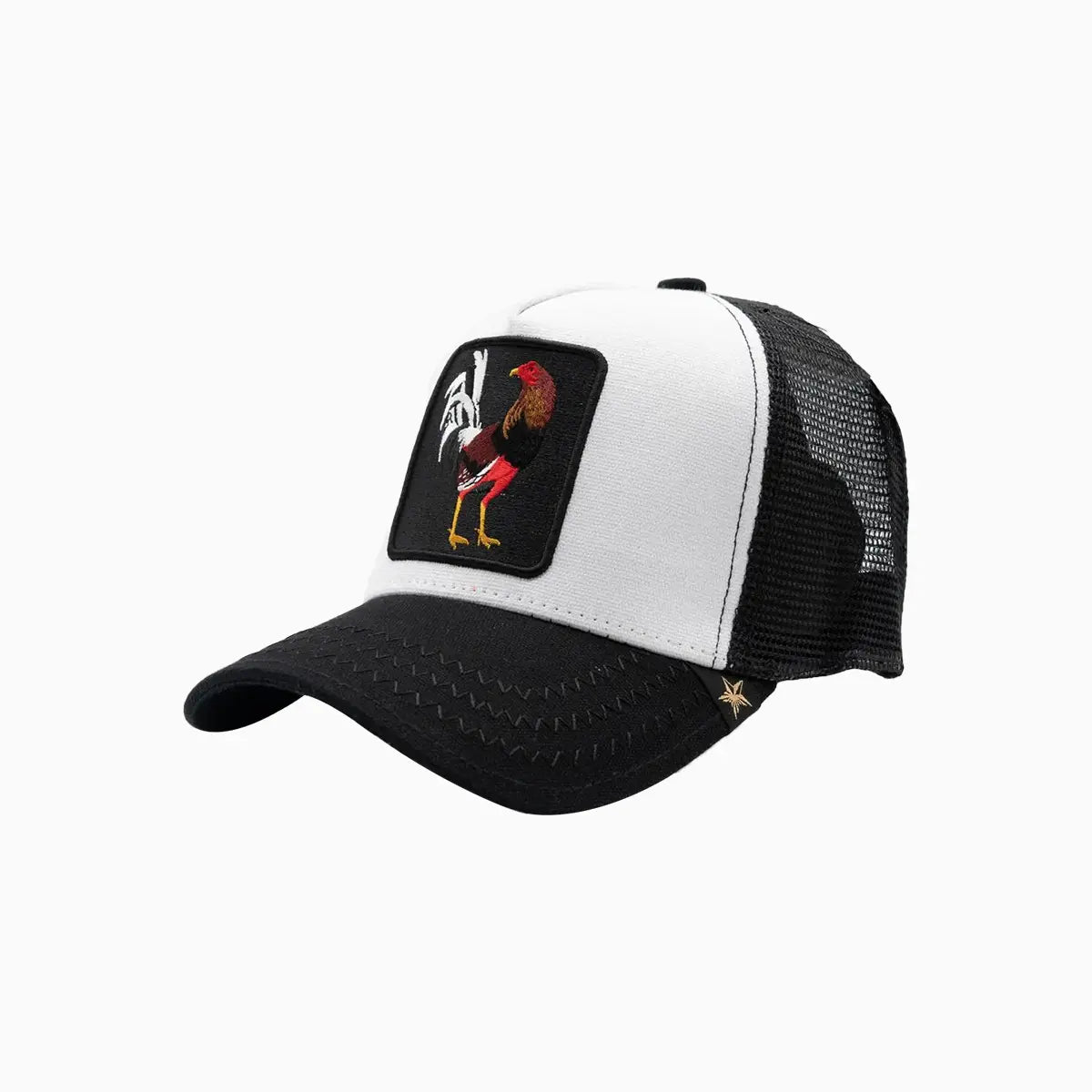 Rooster White Trucker Hat Gold Star Hats - Tops and Bottoms USA