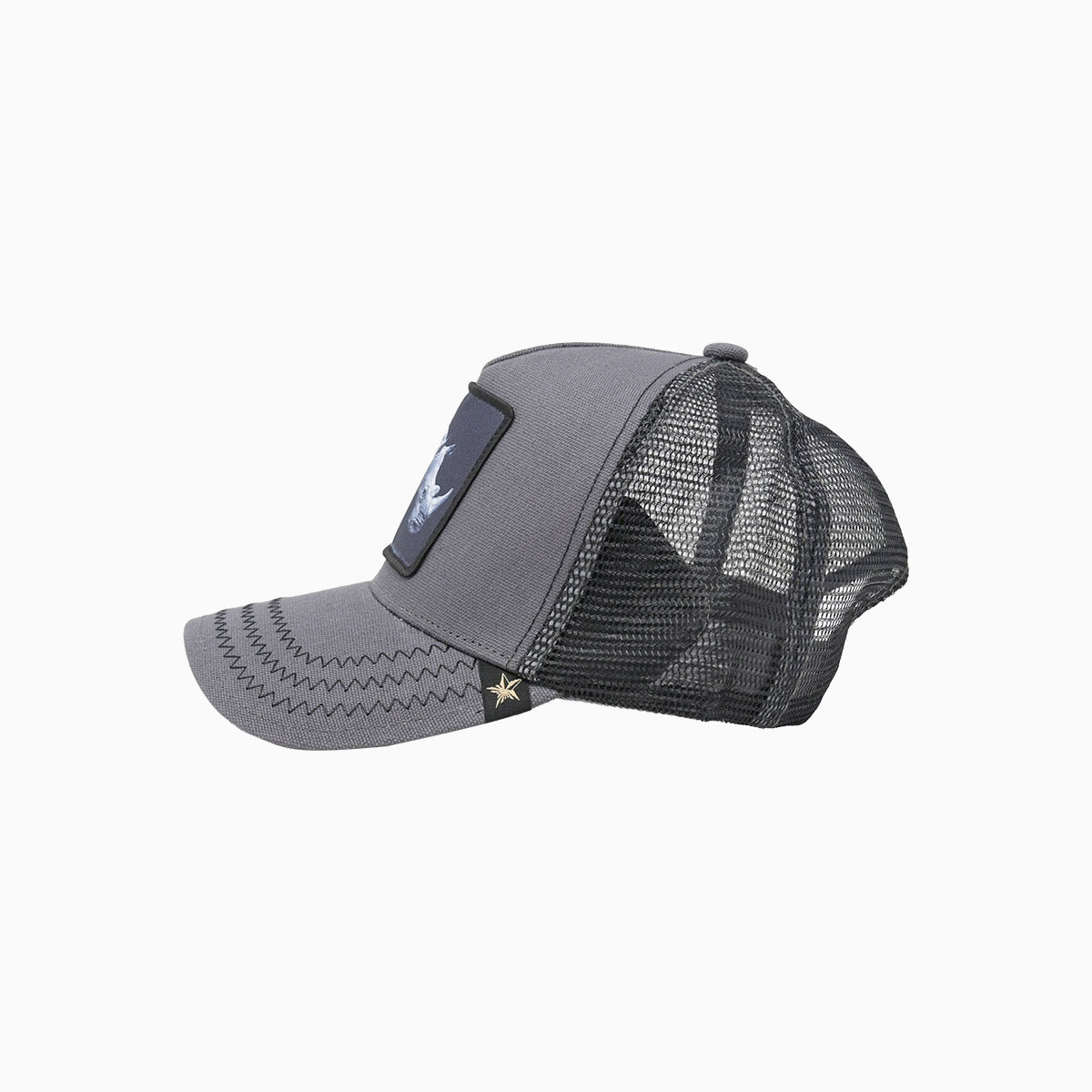 The Charcoal Rhinoceros Animal Trucker Hat Gold Star Hats - Tops and Bottoms USA
