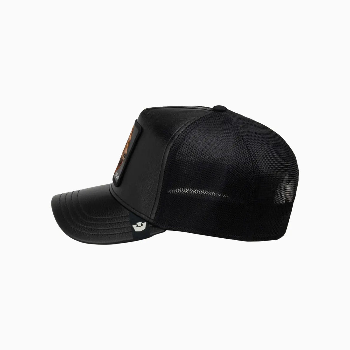 Faux Leather Bear Trucker Hat