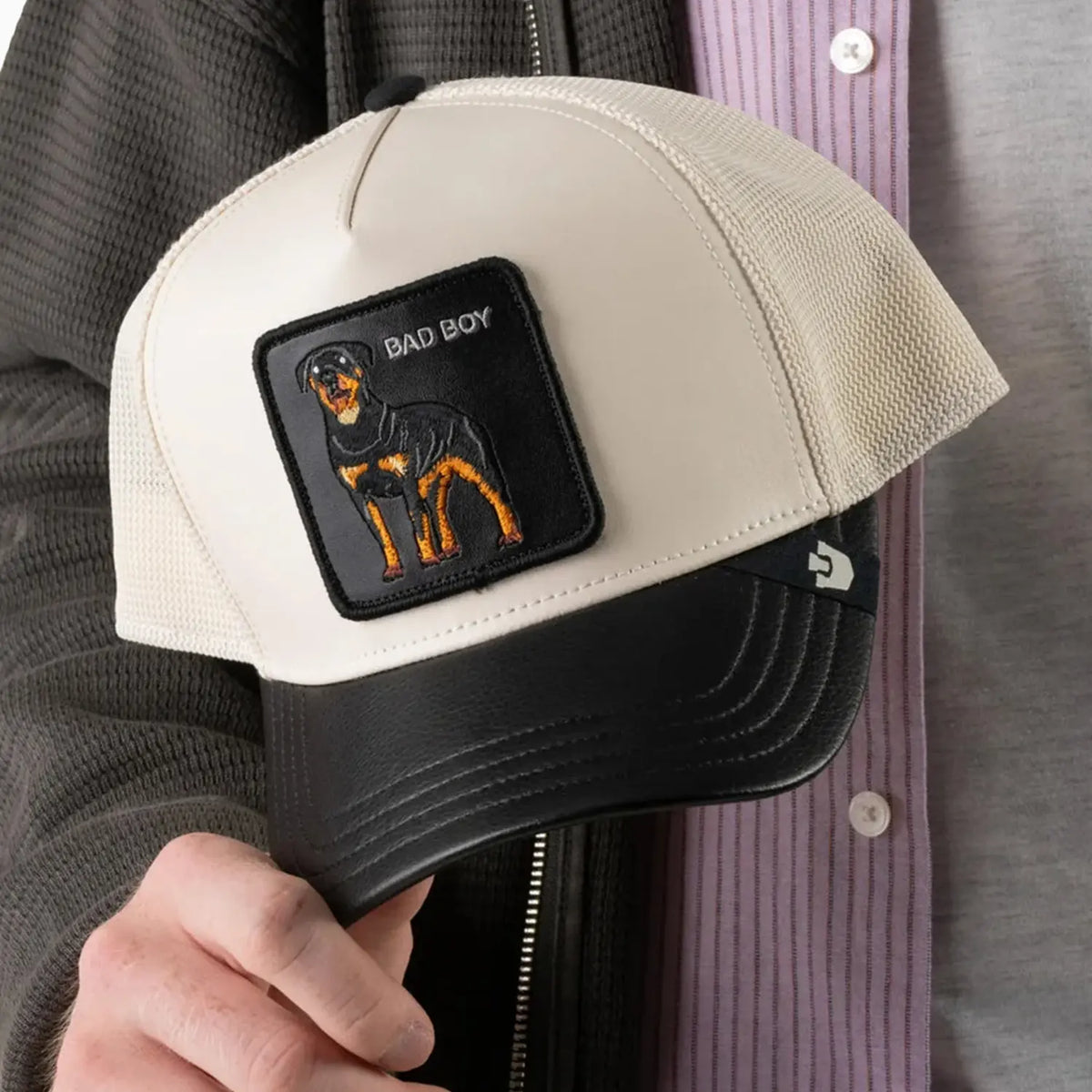 Faux Leather Rottweiler Trucker Hat