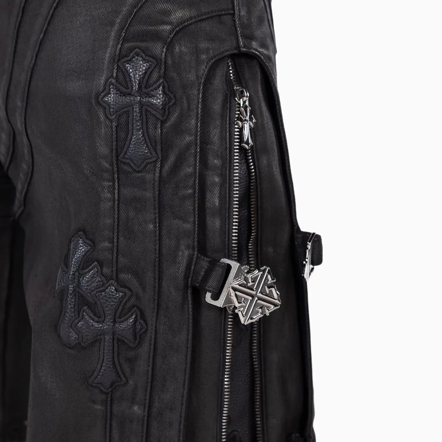 Men's All Black Cross Buckle Shorts Guapi - Tops and Bottoms USA