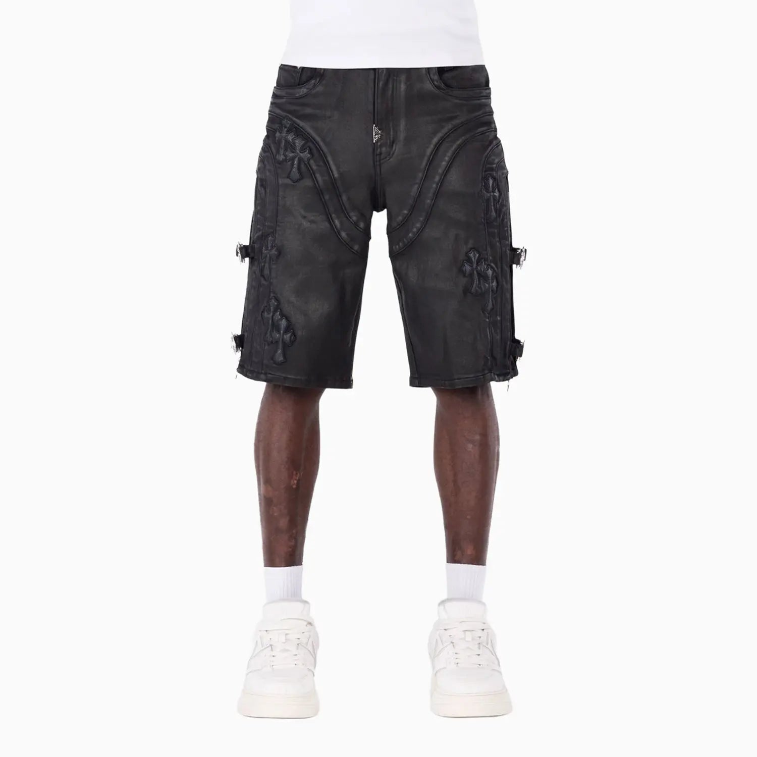 Men's All Black Cross Buckle Shorts Guapi - Tops and Bottoms USA