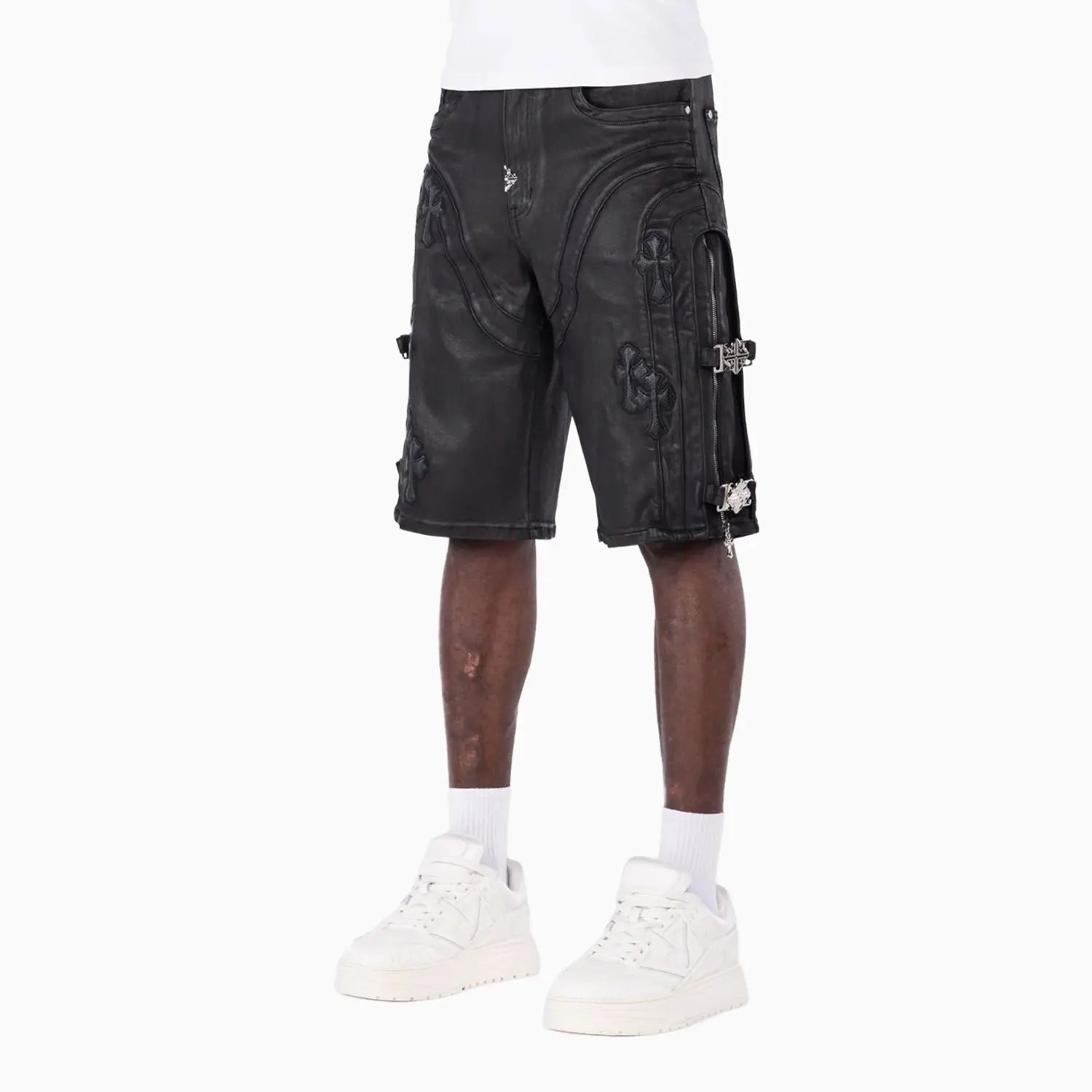 Men's All Black Cross Buckle Shorts Guapi - Tops and Bottoms USA