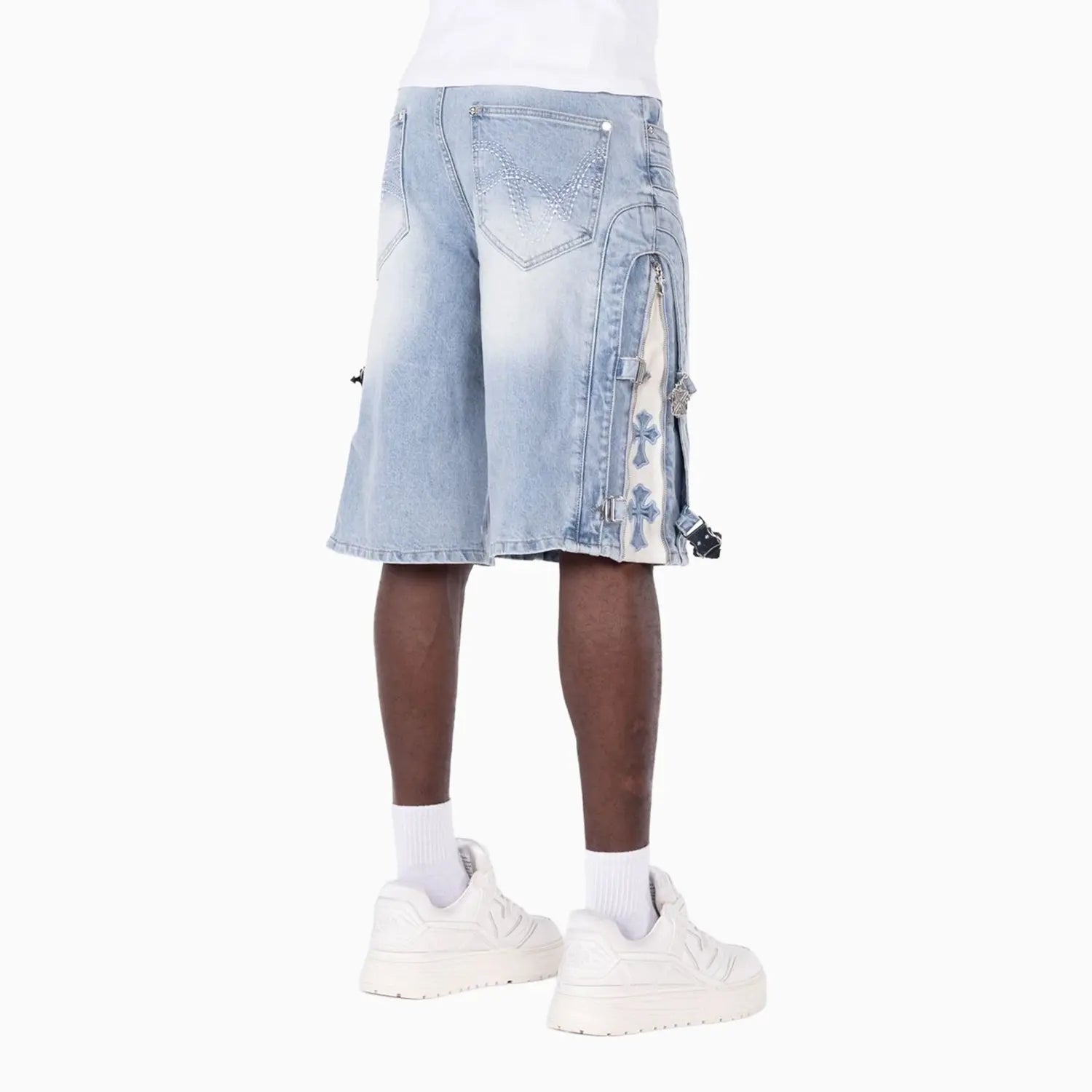 Men's Aqua Blue Cross Buckle Shorts Guapi - Tops and Bottoms USA