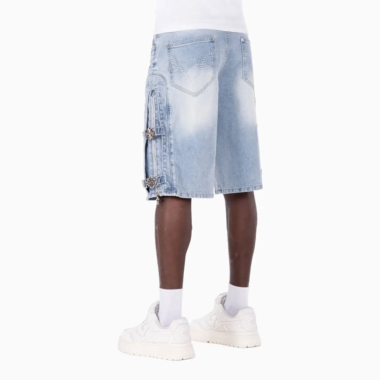 Men's Aqua Blue Cross Buckle Shorts Guapi - Tops and Bottoms USA