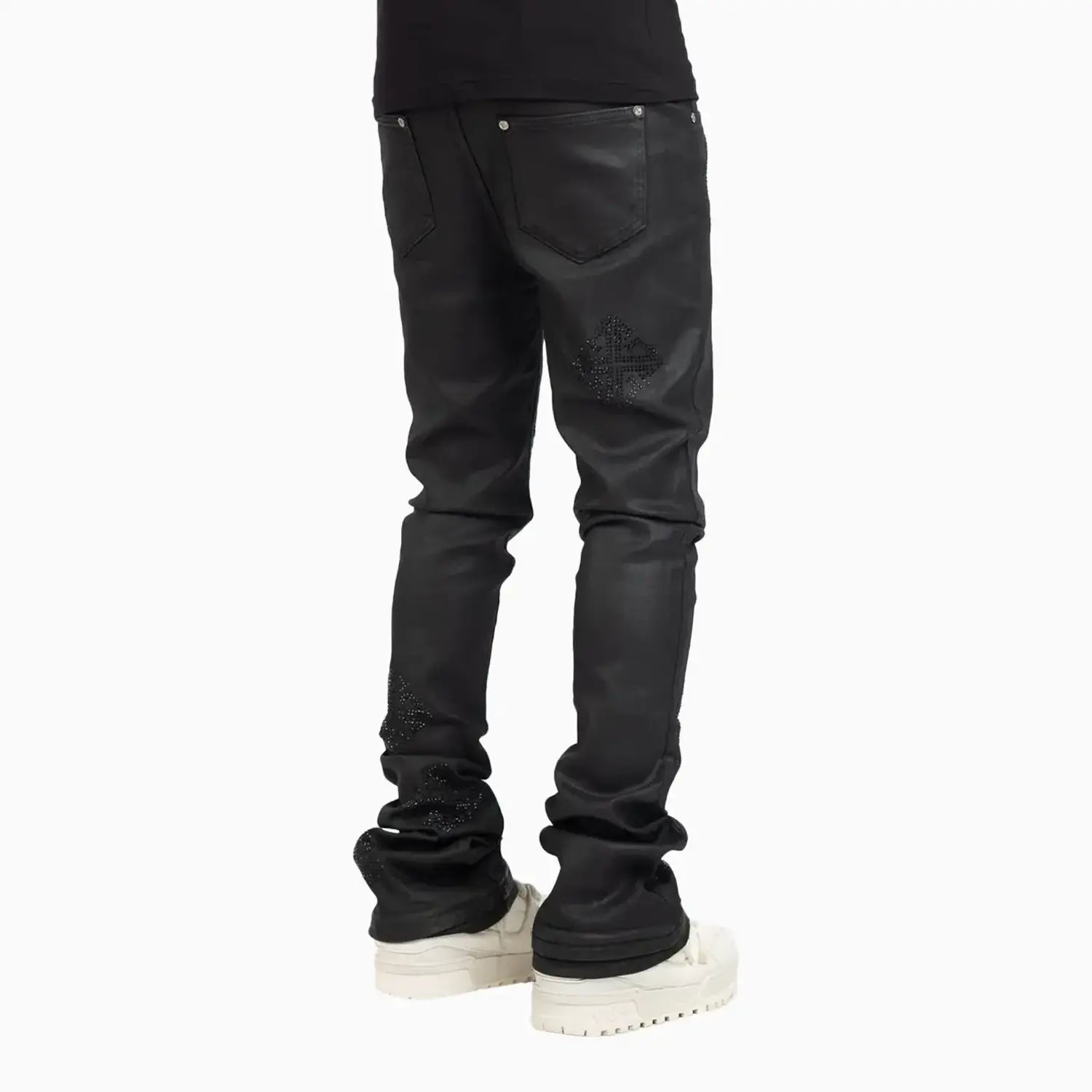 Men's Black Icon Embellished Denim Pant Guapi - Tops and Bottoms USA
