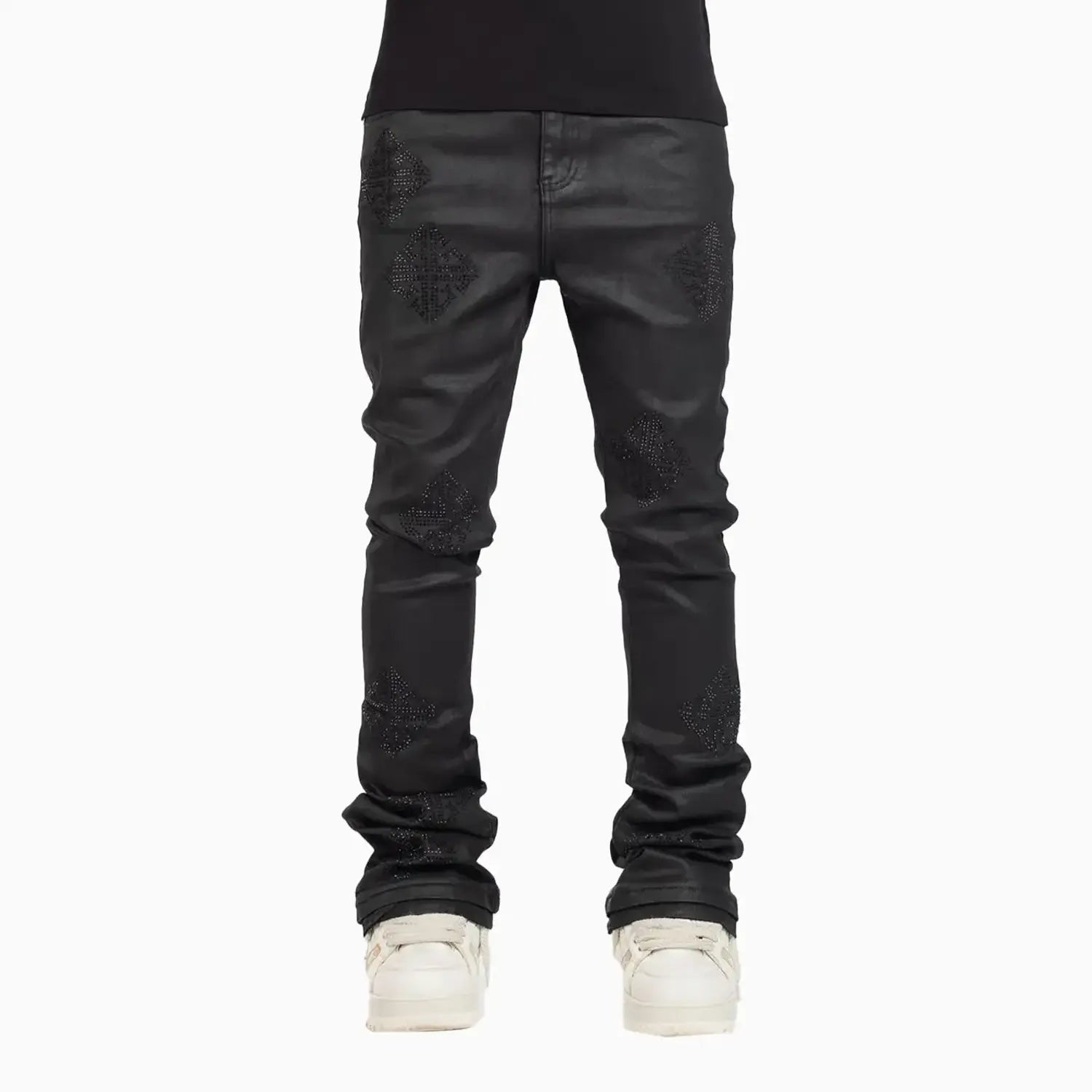 Men's Black Icon Embellished Denim Pant Guapi - Tops and Bottoms USA