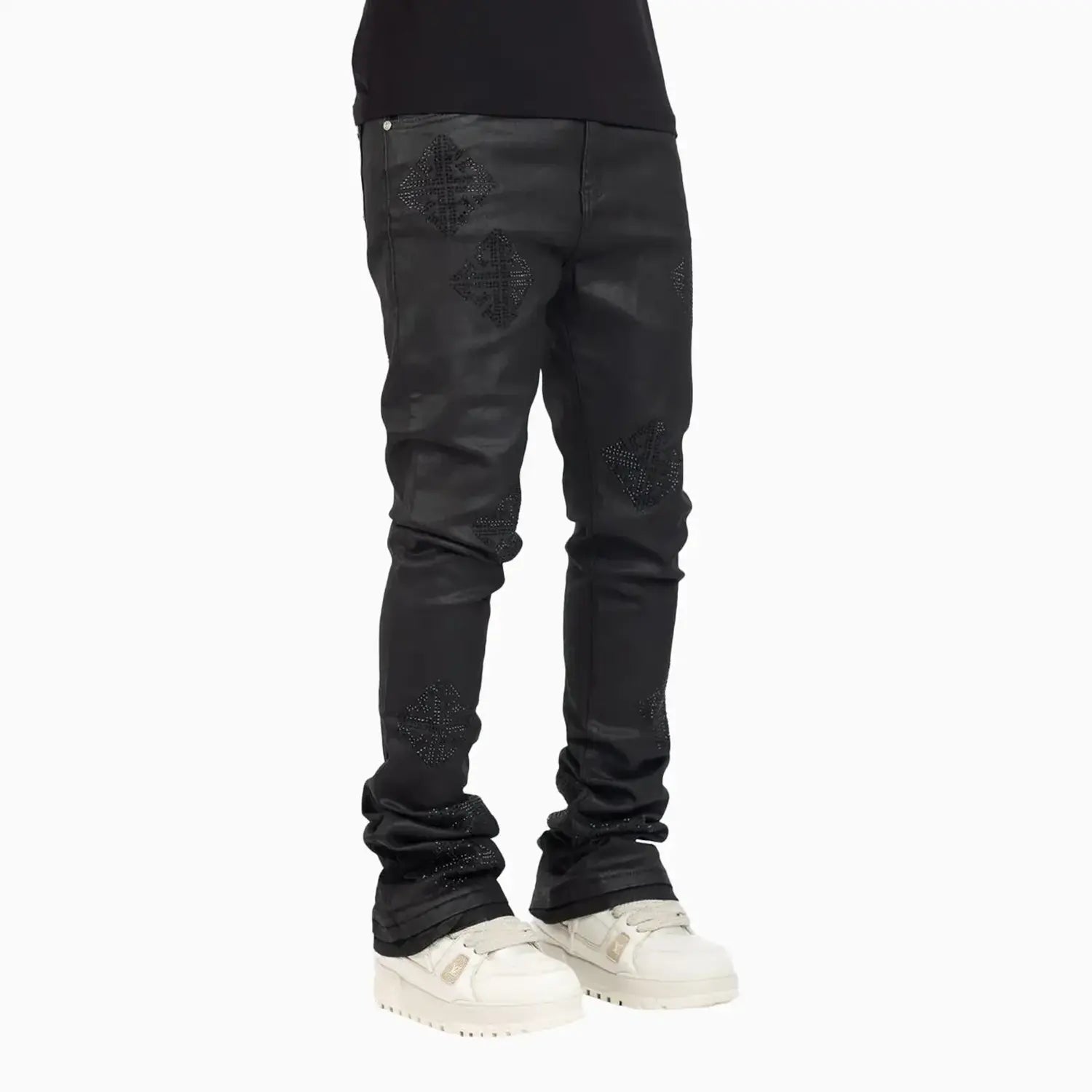 Men's Black Icon Embellished Denim Pant Guapi - Tops and Bottoms USA