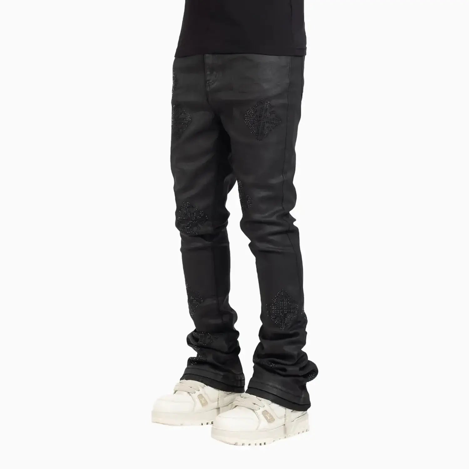 Men's Black Icon Embellished Denim Pant Guapi - Tops and Bottoms USA