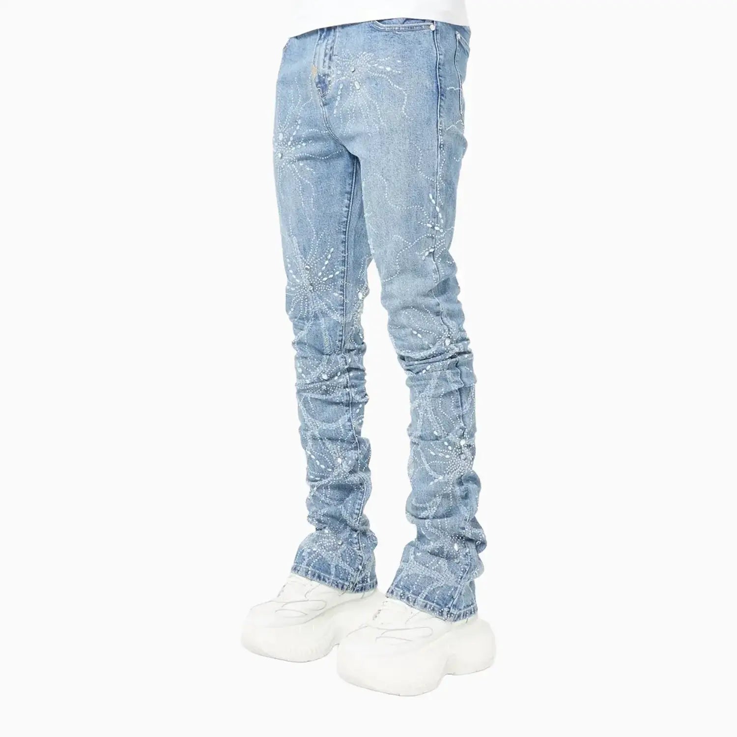 Men's Steel Blue Spider Denim Pant Guapi - Tops and Bottoms USA