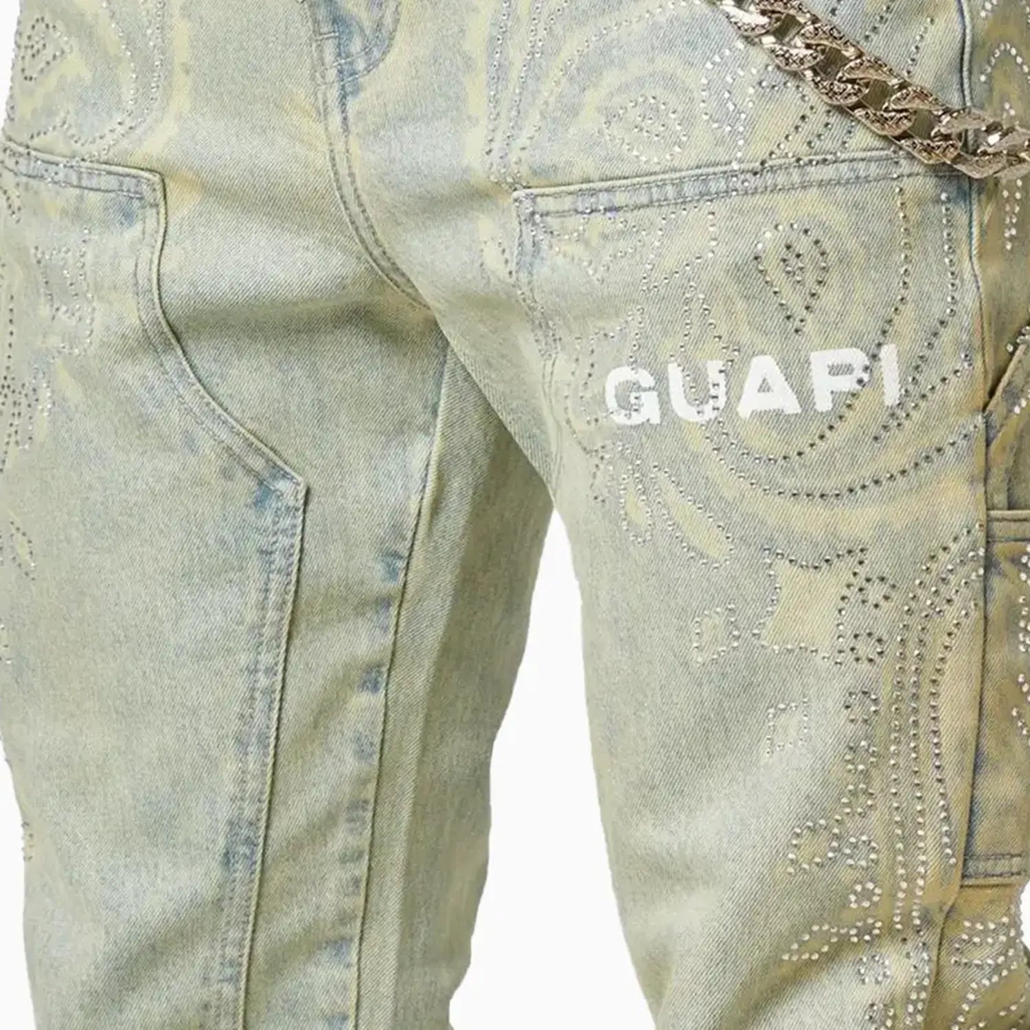 Men's Vintage Paisley Denim Pant Guapi - Tops and Bottoms USA