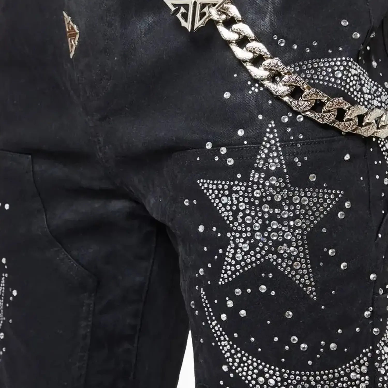 Guapi Men's Waxed Calligraphy Denim Pant