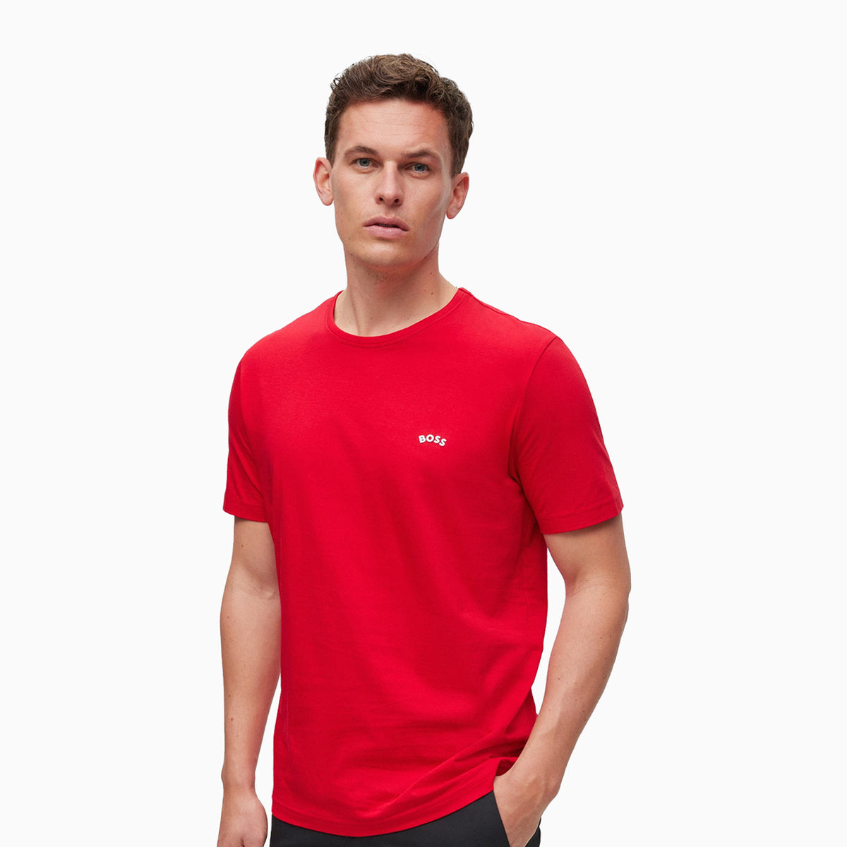 Hugo Boss Men's Organic Cotton T-Shirt With Curved Logo