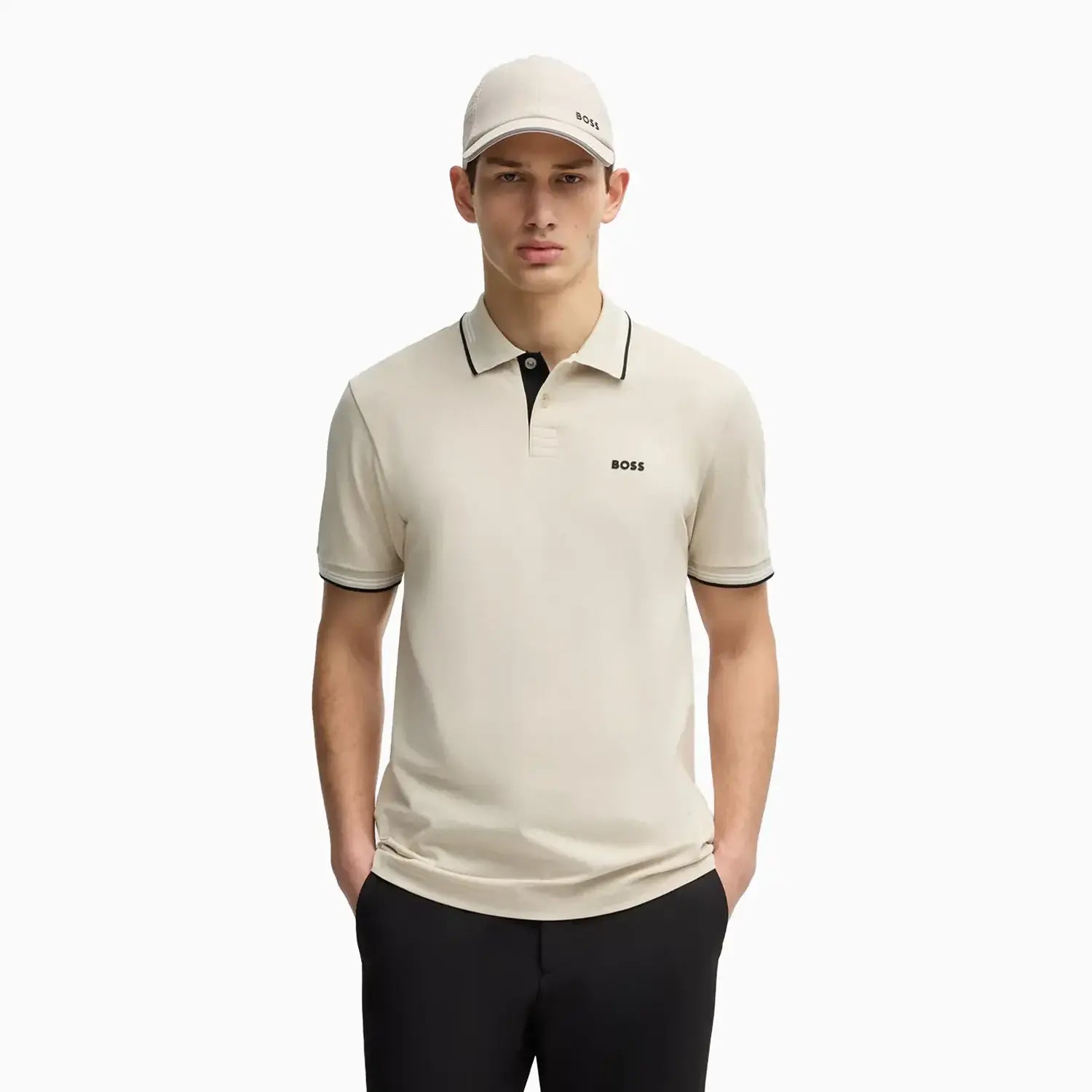 Men's Stretch Cotton Slim Fit Polo Shirt with Branding Hugo Boss - Tops and Bottoms USA