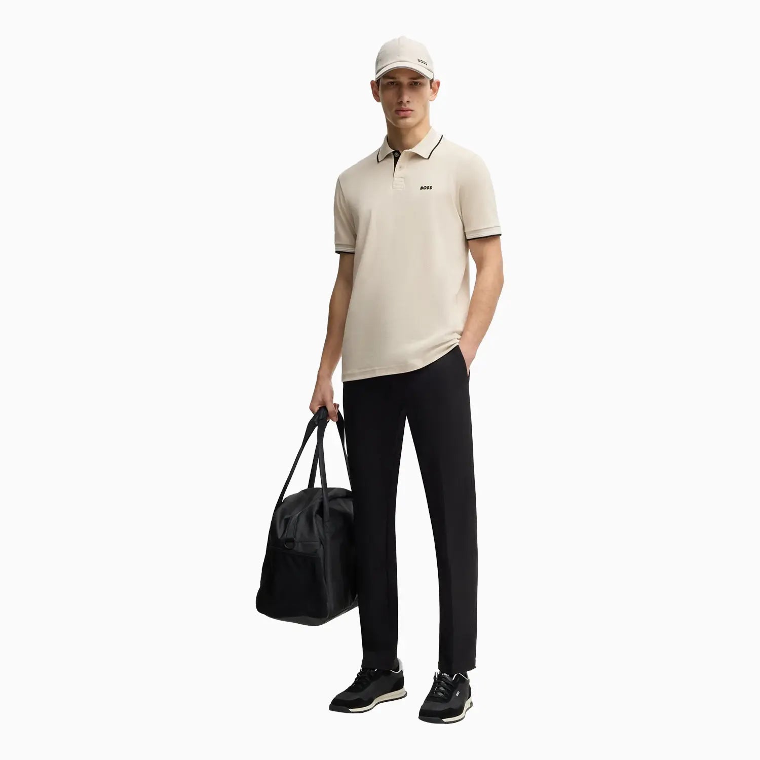 Men's Stretch Cotton Slim Fit Polo Shirt with Branding Hugo Boss - Tops and Bottoms USA