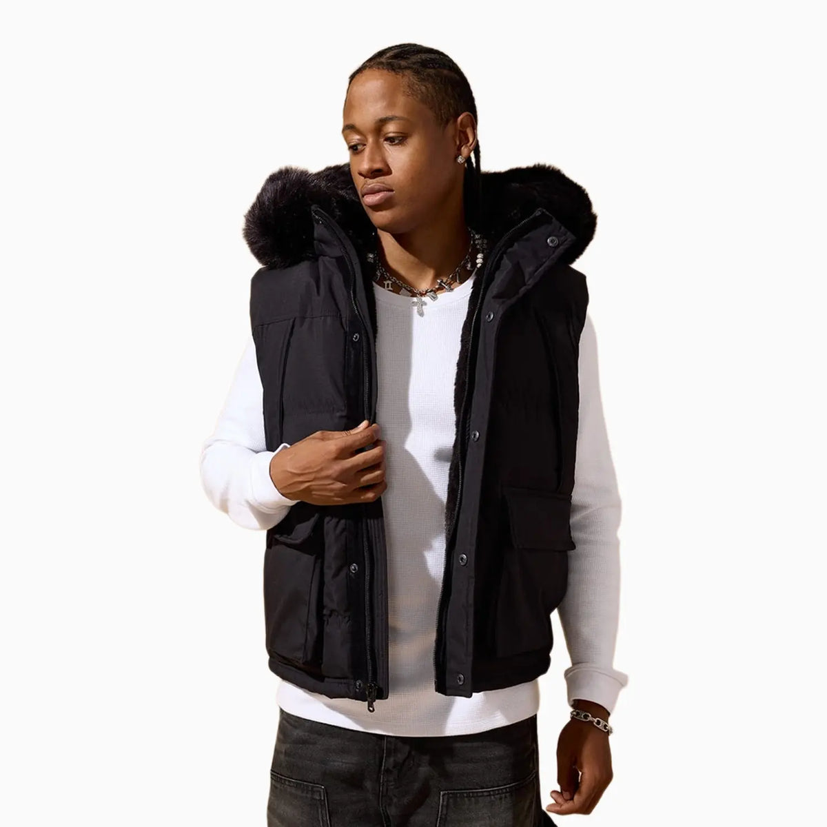Men's Yukon Fur Lined Puffer Vest Jordan Craig - Tops and Bottoms USA