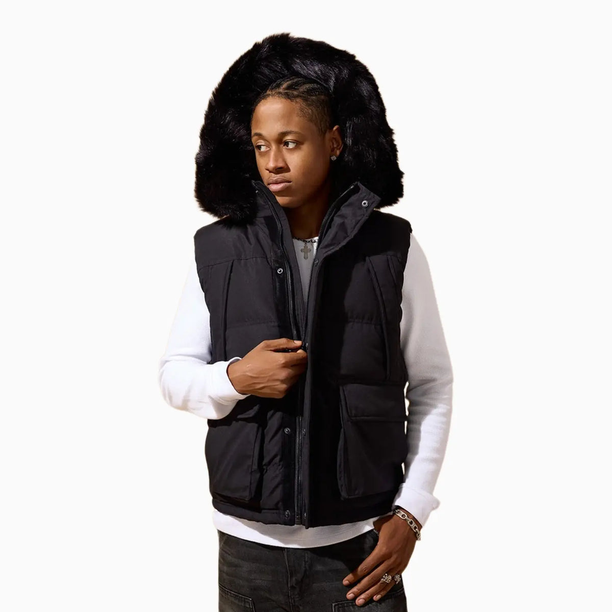 Men's Yukon Fur Lined Puffer Vest Jordan Craig - Tops and Bottoms USA