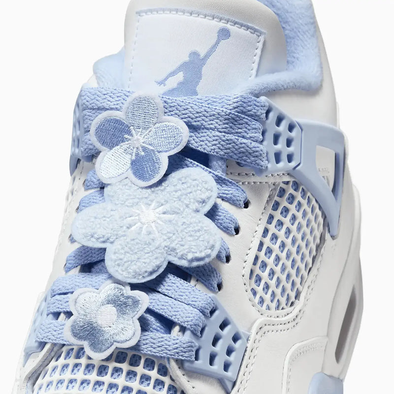 AJ4 Mid “Forget Me Not”  - Close-up side/front view (Angled macro shot)