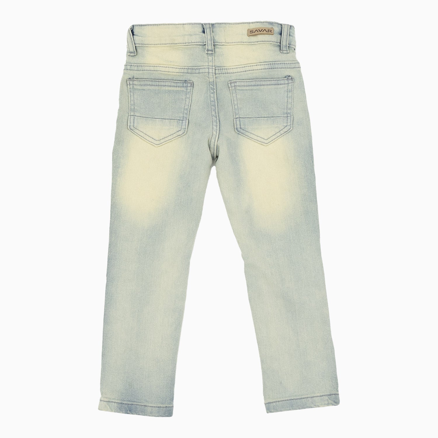 Kid's Savar Ice Blue Tinted Slim Denim Jeans Pant