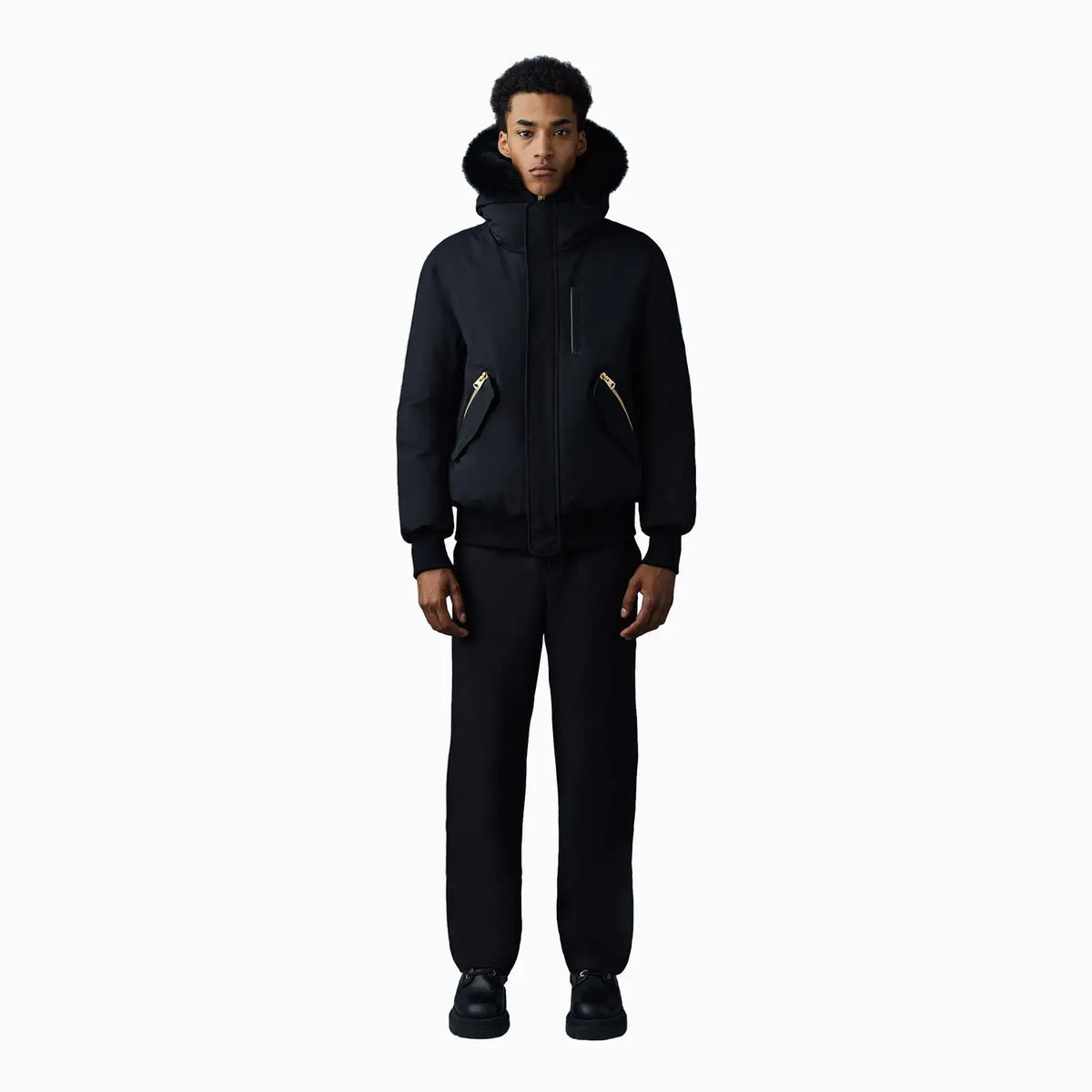 Mackage Men's DIXON 2-in-1 Nordic Tech Down Bomber With Blue Fox Fur Mackage Men's DIXON 2-in-1 Nordic Tech Down Bomber With Blue Fox Fur