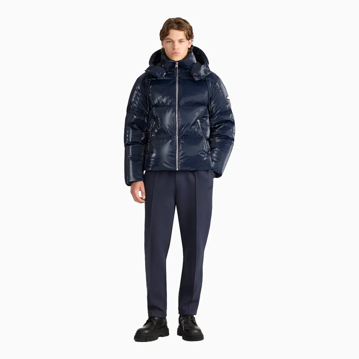 Men's KENT-GLO High-Gloss Removable Hooded Down Jacket