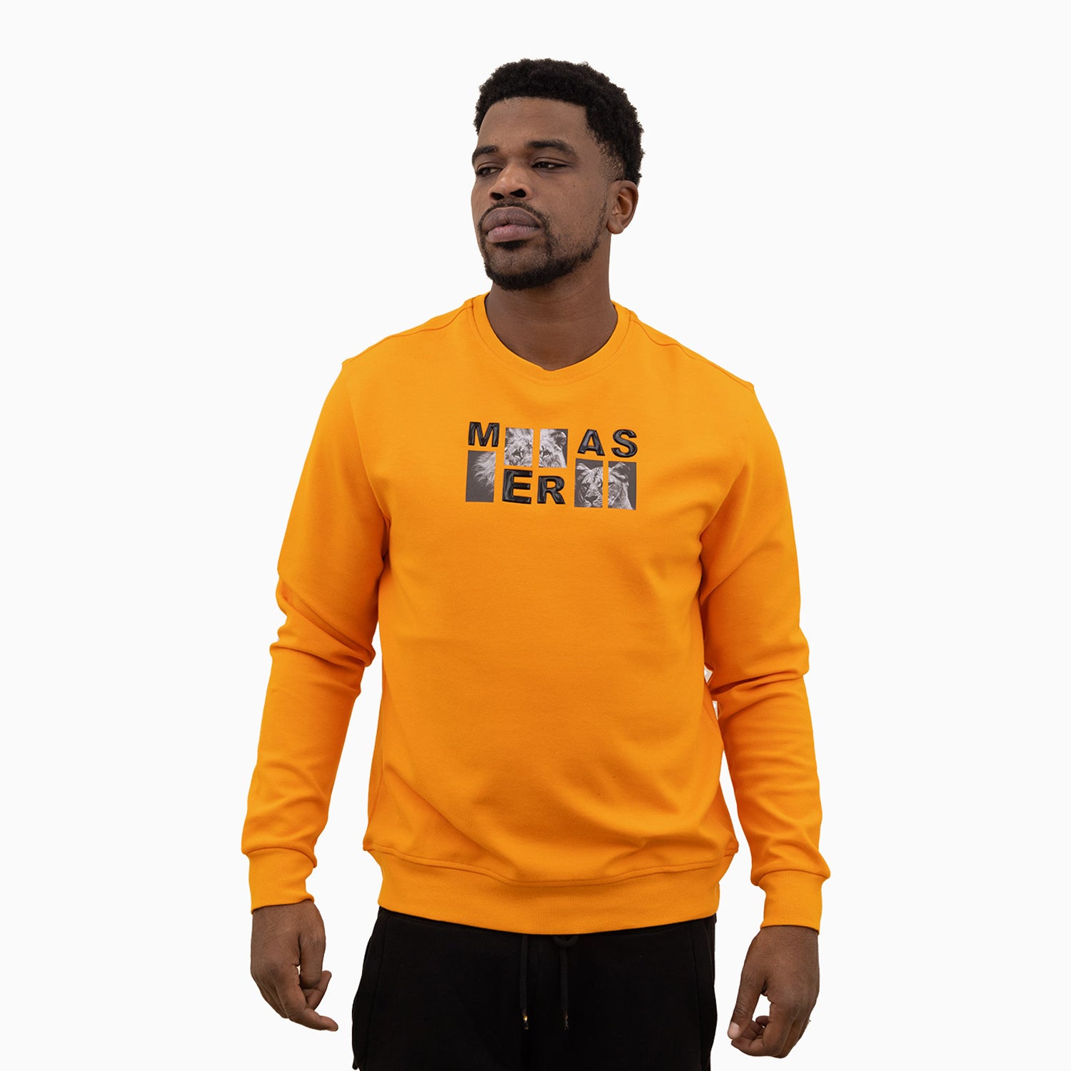 meras-mens-classic-logo-crew-neck-sweatshirt-mc2308-orange