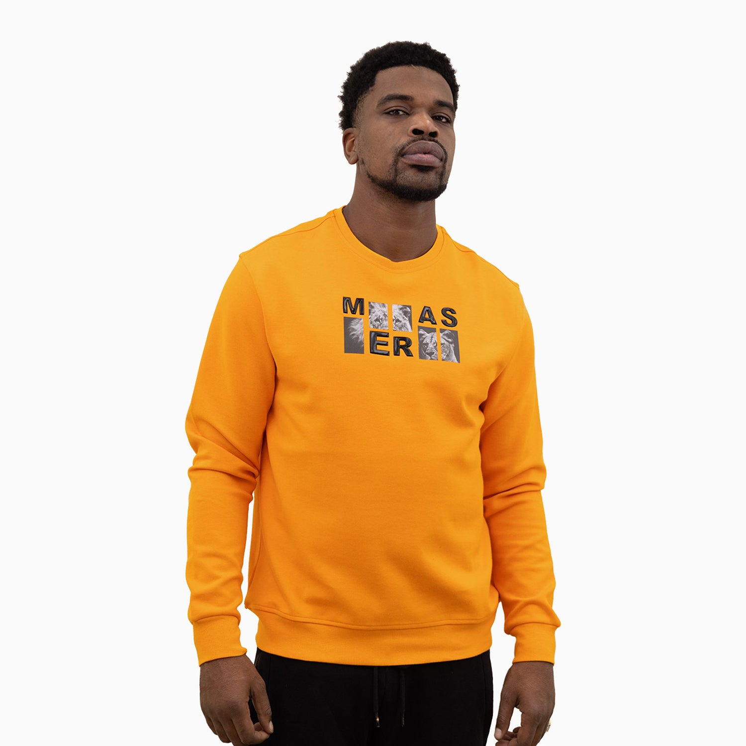 meras-mens-classic-logo-crew-neck-sweatshirt-mc2308-orange
