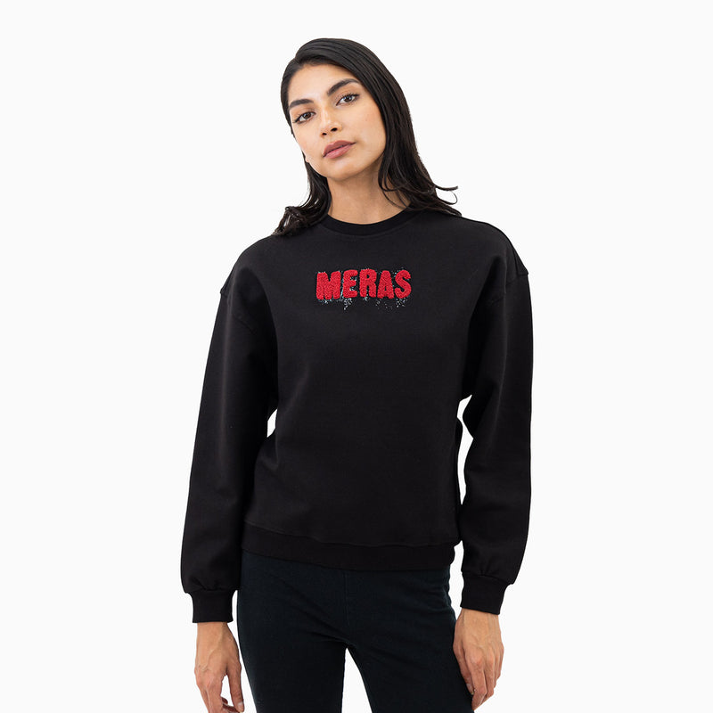 Meras Women's Chenille Patch Sweatshirt