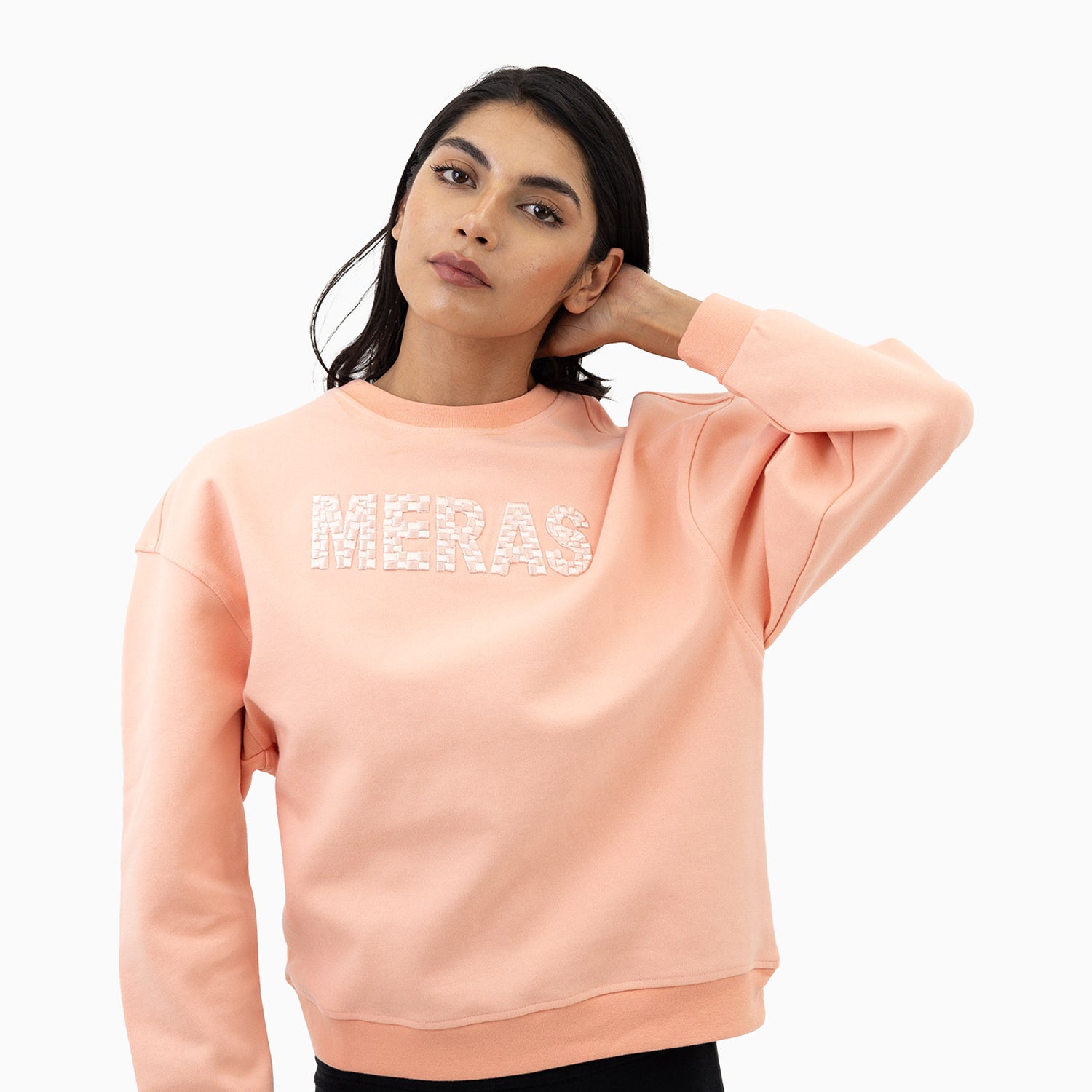 meras-womens-embroidery-crew-neck-sweatshirt-mcw2310-peach
