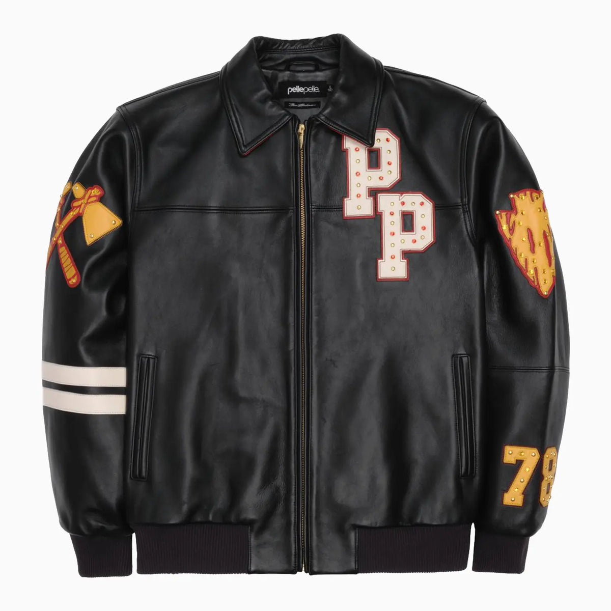 【レア】 PELLE PELLE ゴールドスタッズ レザーパーカー M 黒 レア】 PELLE PELLE ゴールドスタッズ レザーパーカー M 黒 - メルカリ