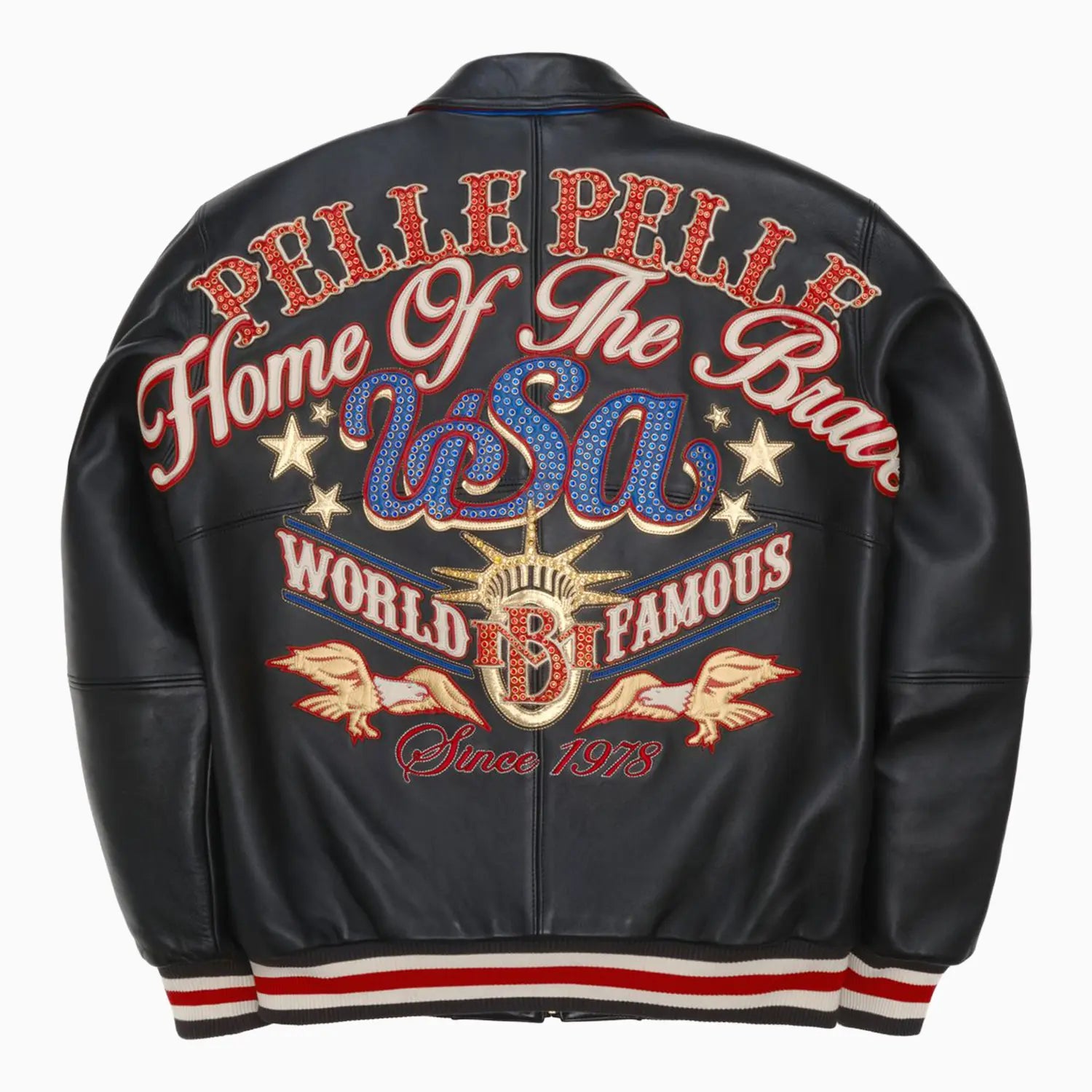 Men's Stars And Stripes Leather Jacket Pelle Pelle - Tops and Bottoms USA