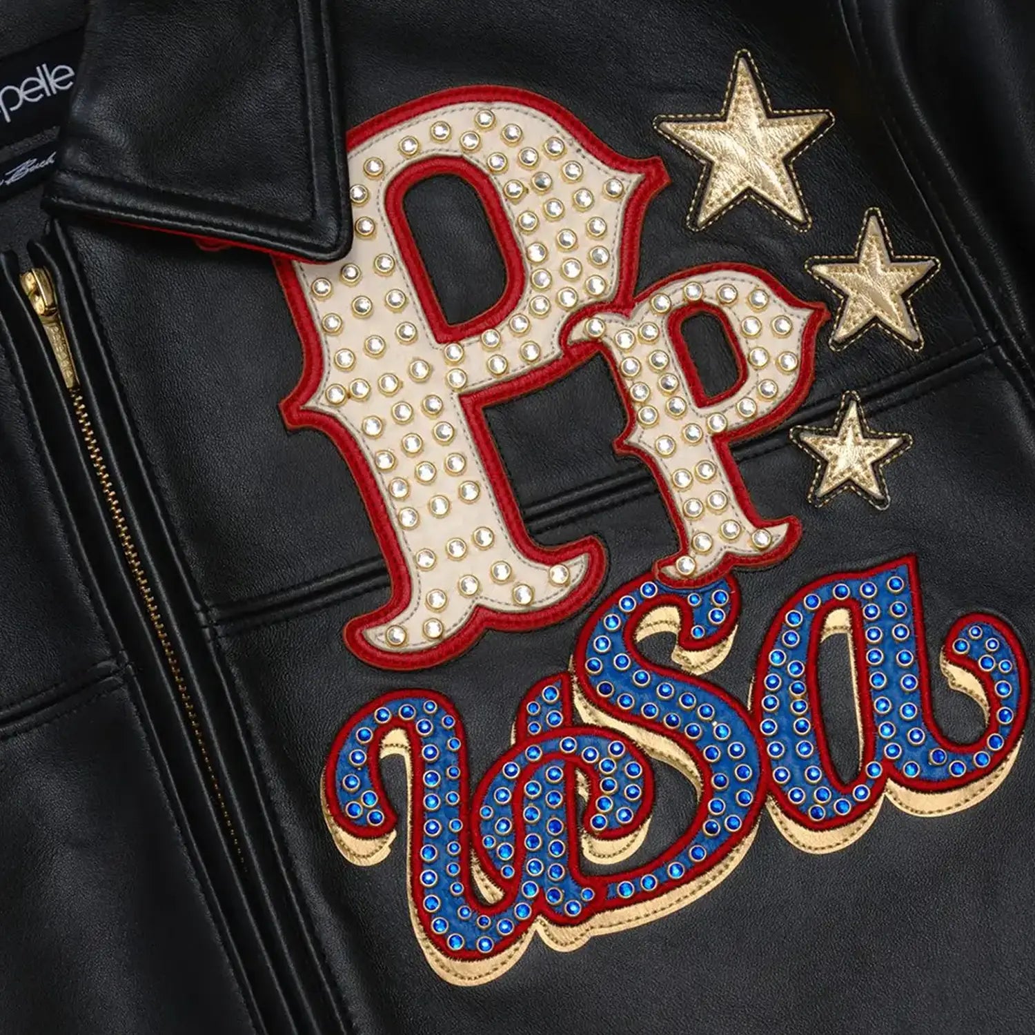 Men's Stars And Stripes Leather Jacket Pelle Pelle - Tops and Bottoms USA