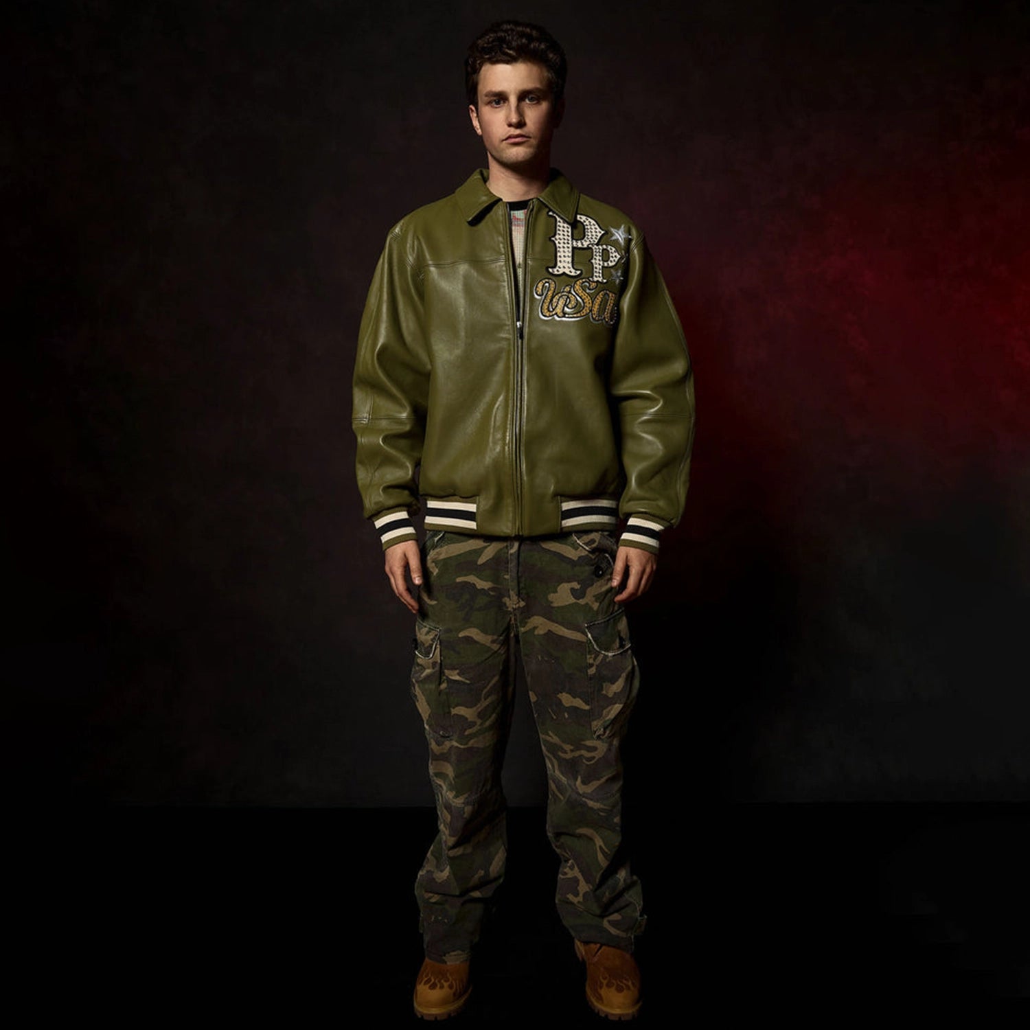 Men's Stars And Stripes Leather Jacket