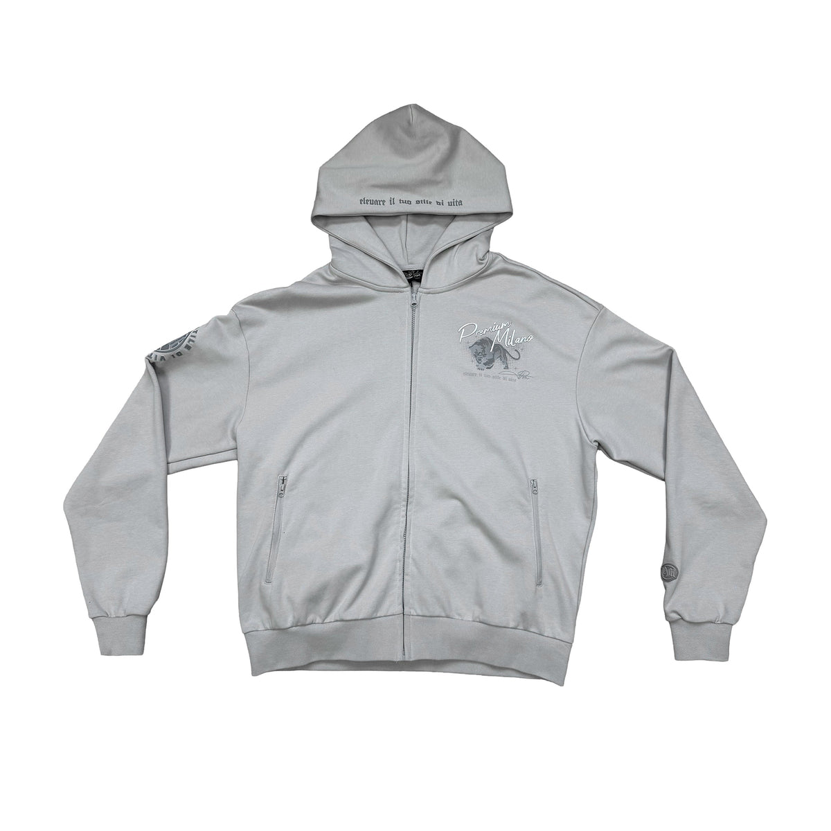 Men's Tonal Panther Zipper Hoodie Premium Milano - Tops and Bottoms USA