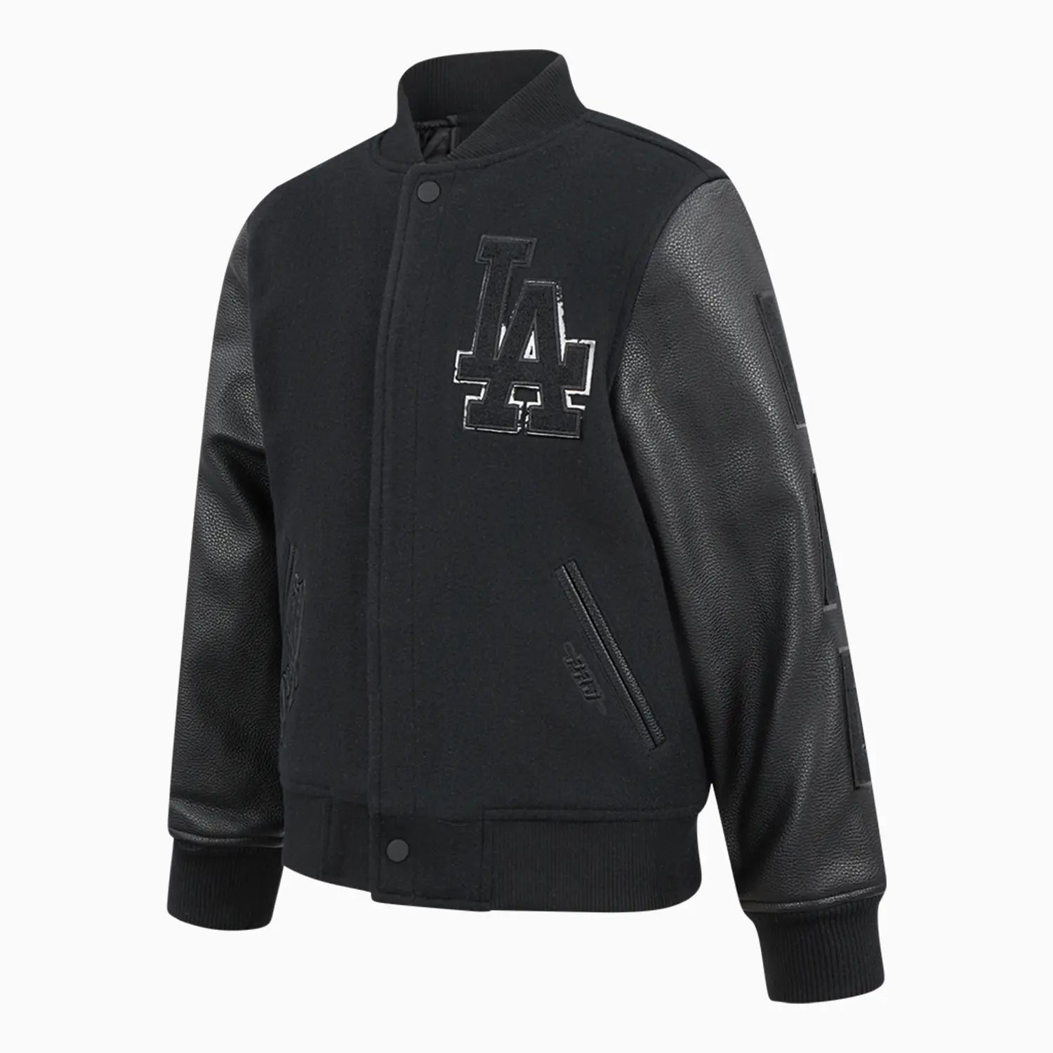 Kid's Los Angeles Dodgers MLB Triple Black Wool Varsity Jacket
