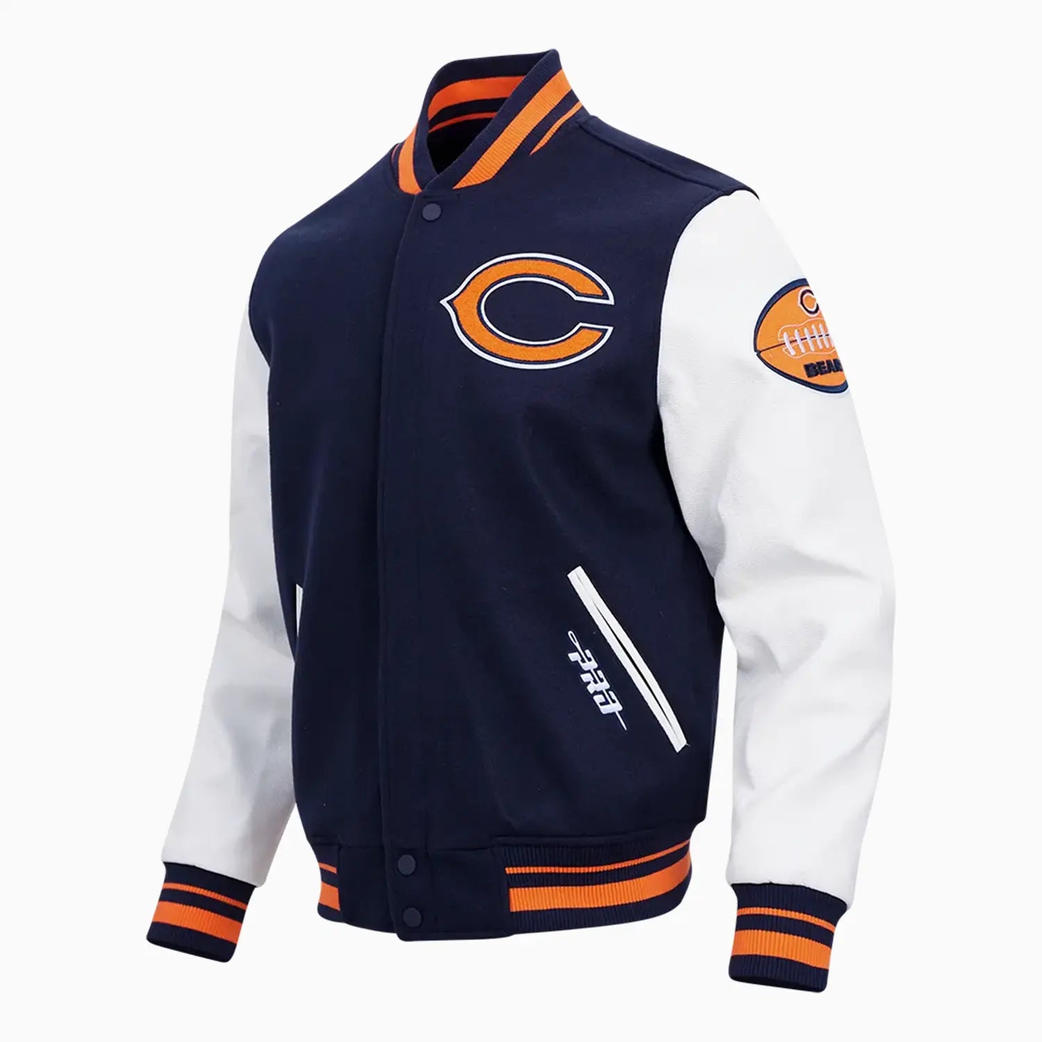 Men's Chicago Bears Old English Rib Wool Varsity Jacket