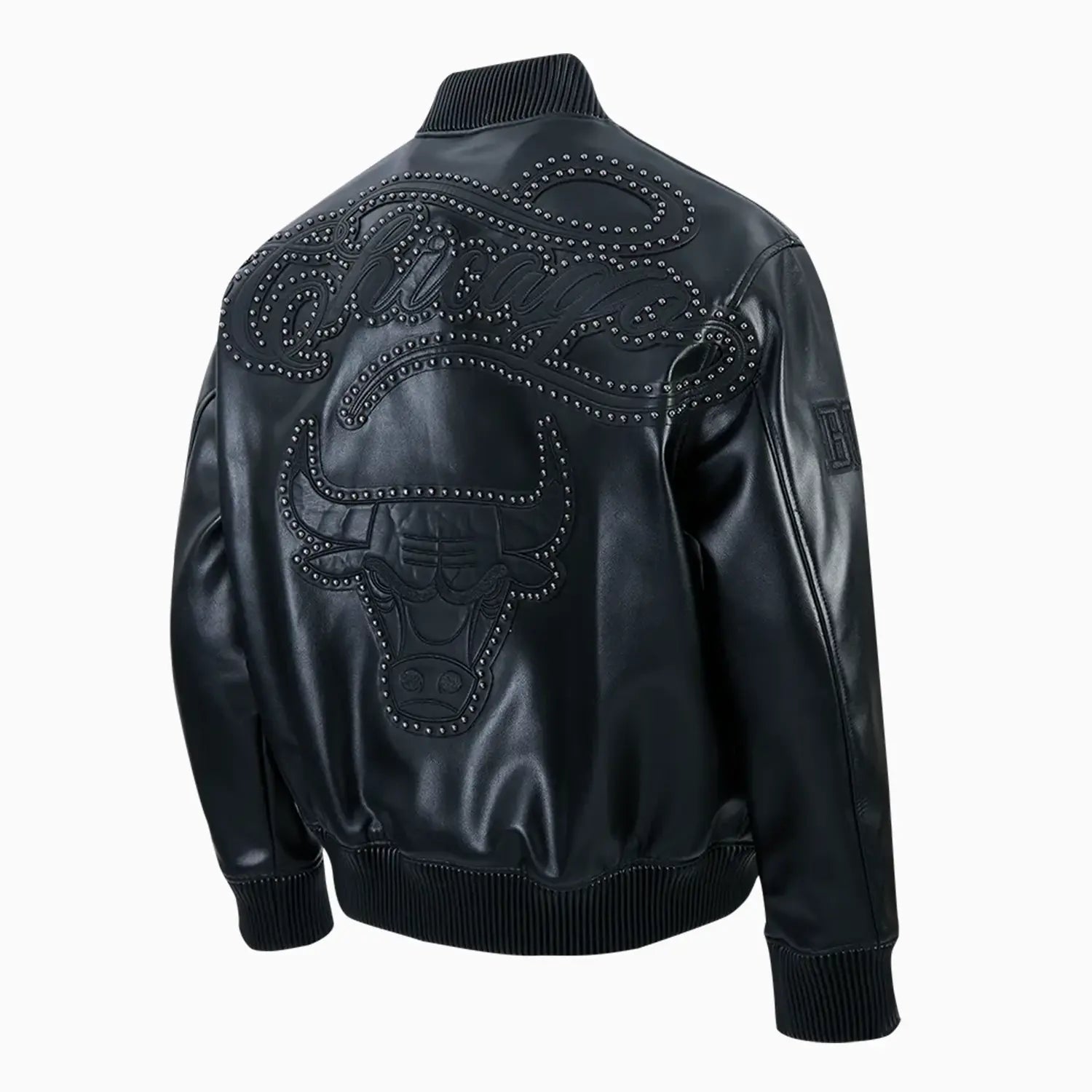 Men's Chicago Bulls Blackout Leather Varsity Jacket