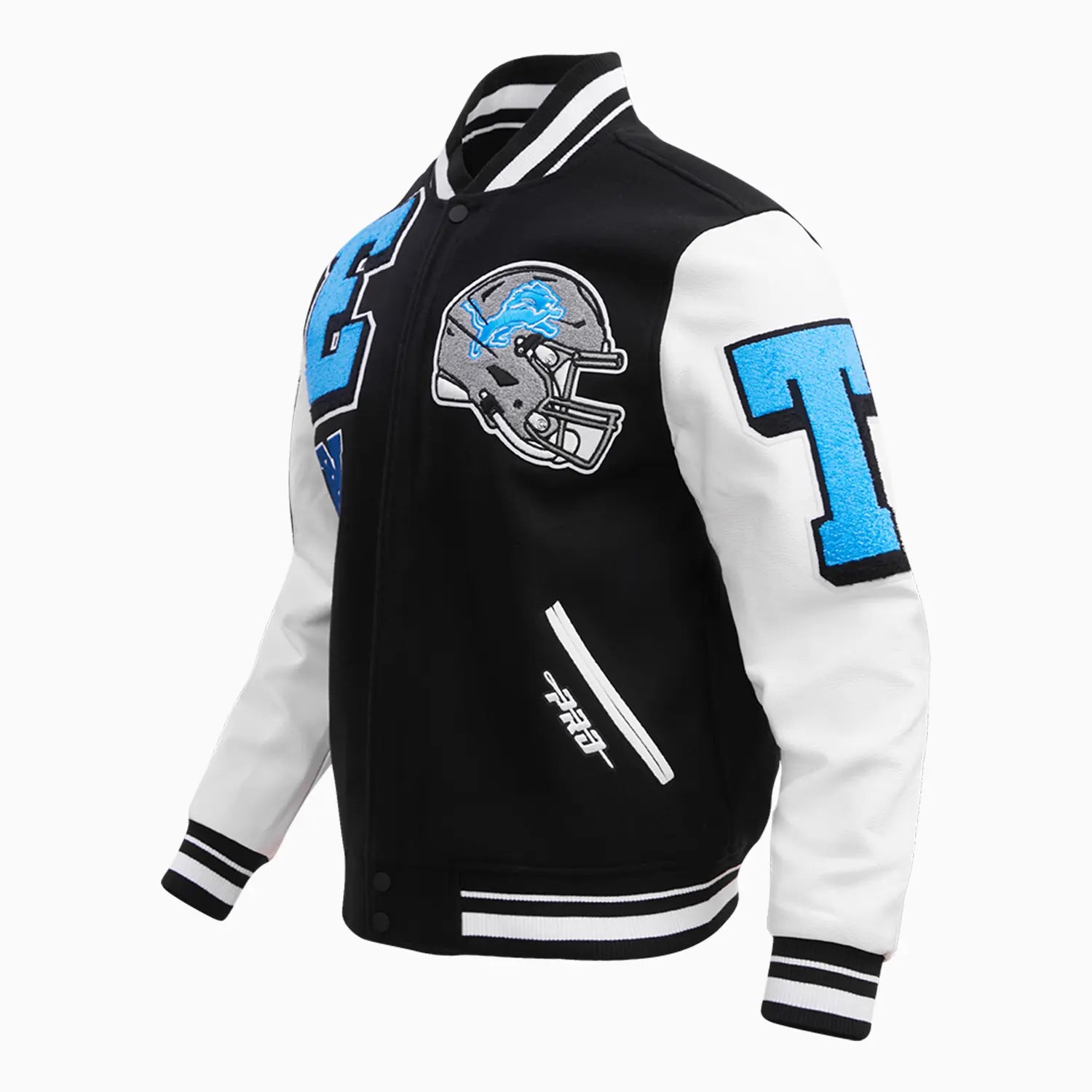 Men's Detroit Lions NFL Mash Up Rib Wool Varsity Jacket
