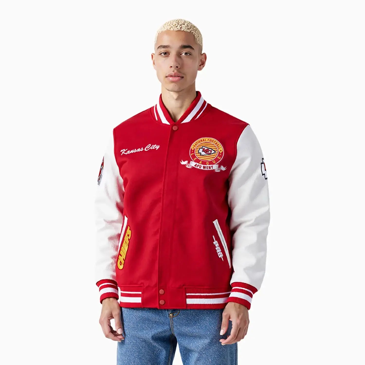 Men's Kansas City Chiefs NFL Team Badge Rib Wool Varsity Jacket