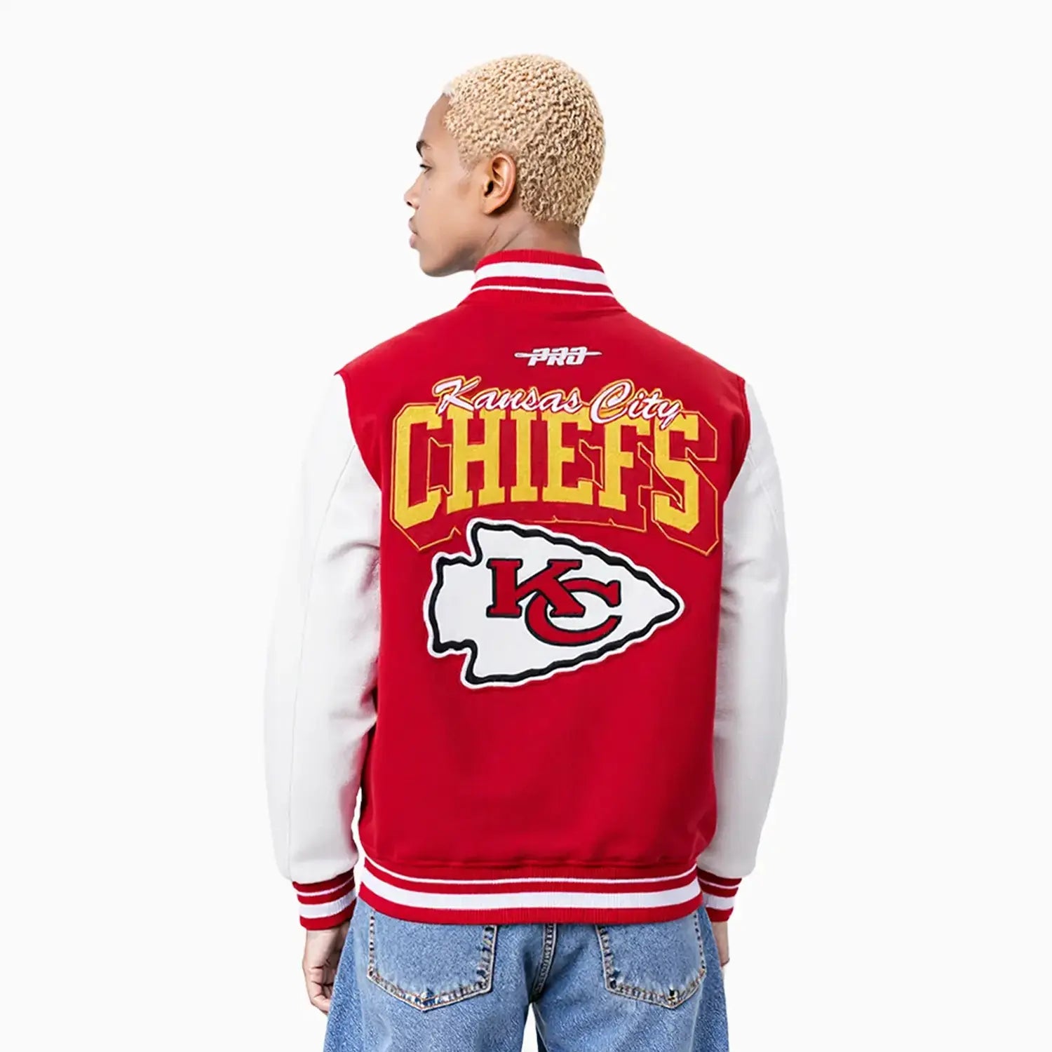 Men's Kansas City Chiefs NFL Team Badge Rib Wool Varsity Jacket