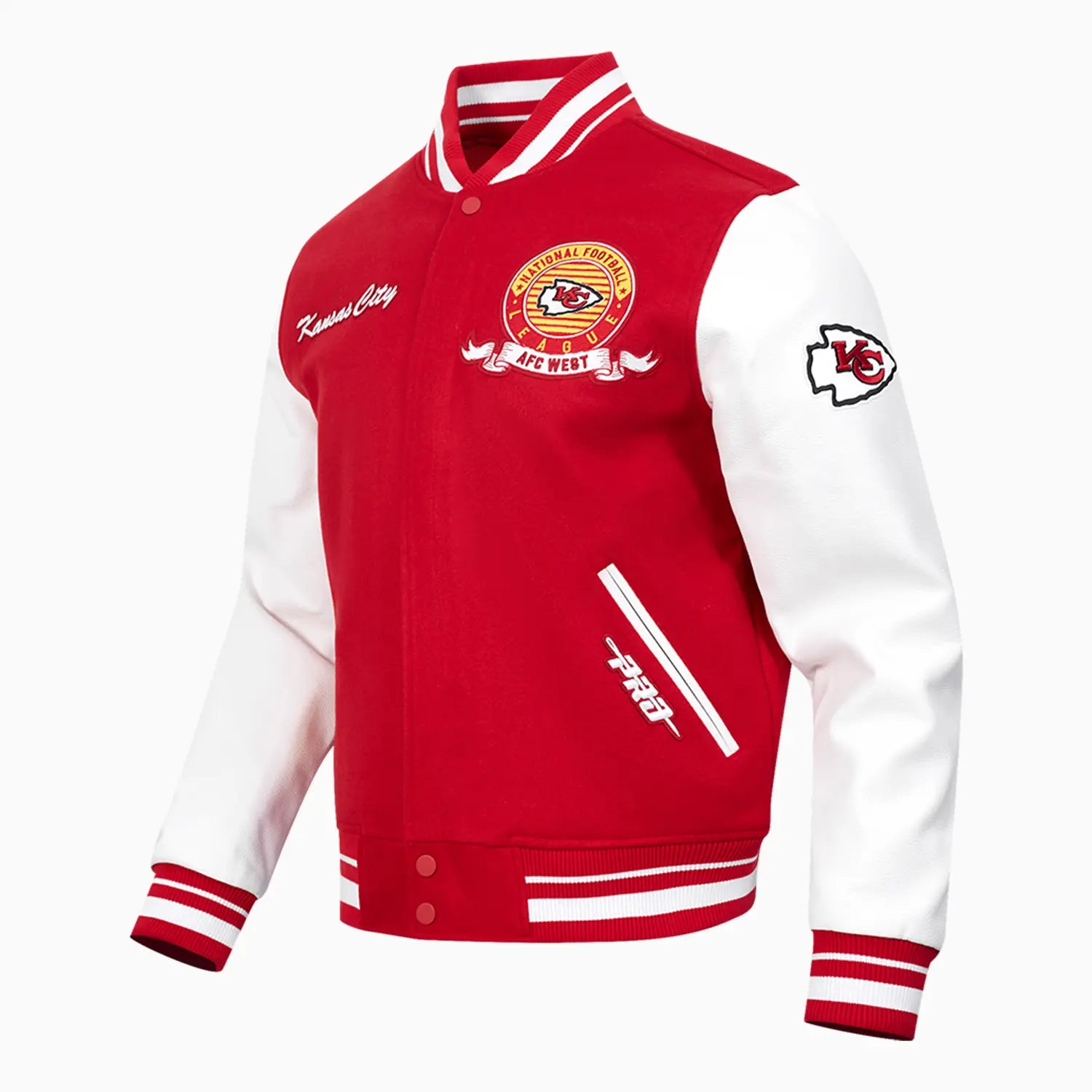 Men's Kansas City Chiefs NFL Team Badge Rib Wool Varsity Jacket
