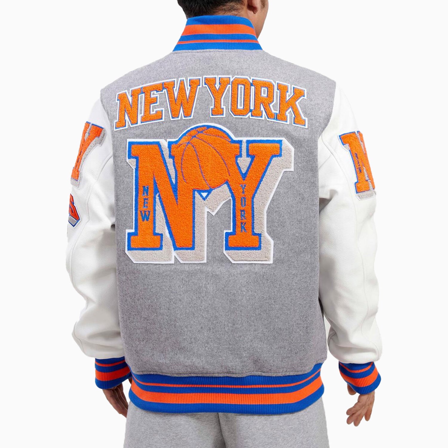 Men's New York Knicks Mash Up Logo NBA Varsity Jacket