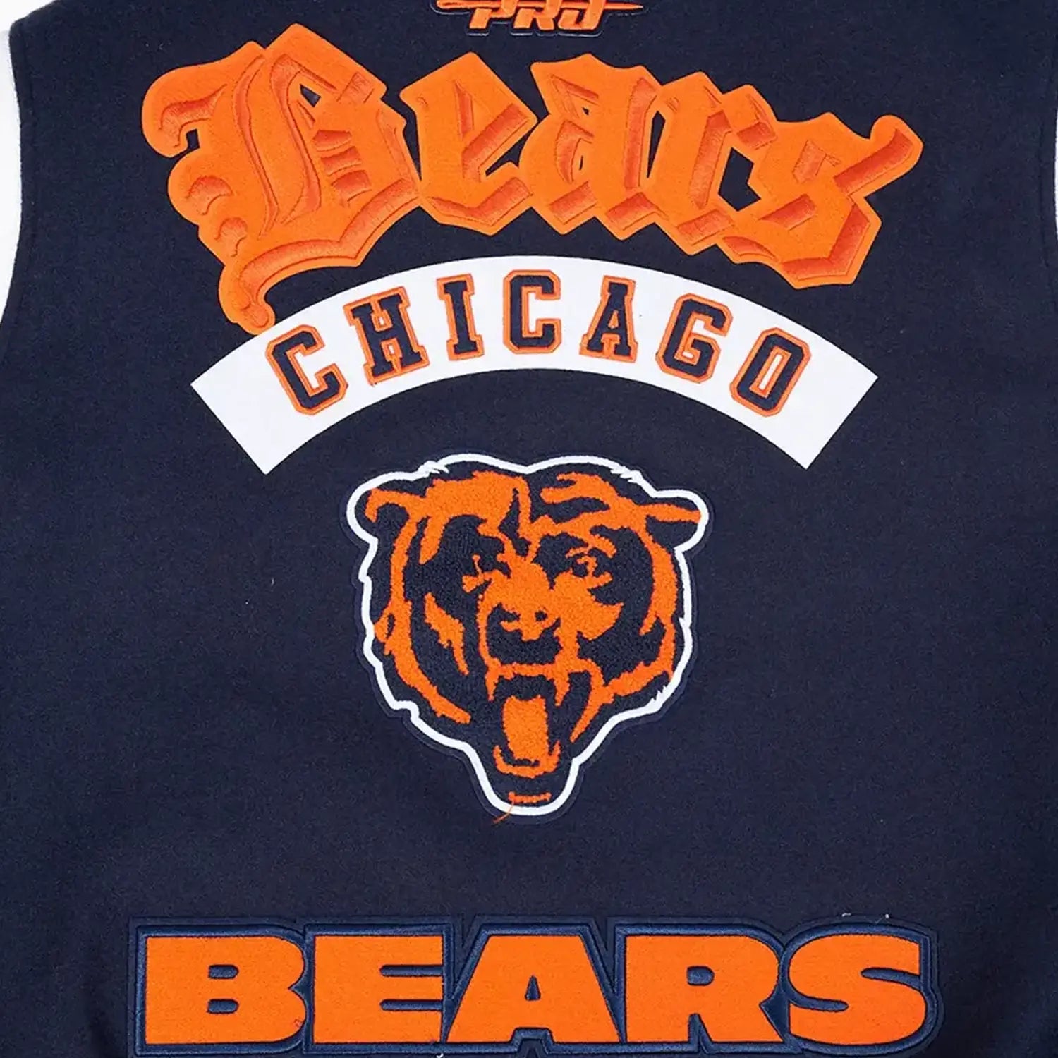 Men's NFL Chicago Bears Rib Wool Varsity Jacket Pro Standard - Tops and Bottoms USA