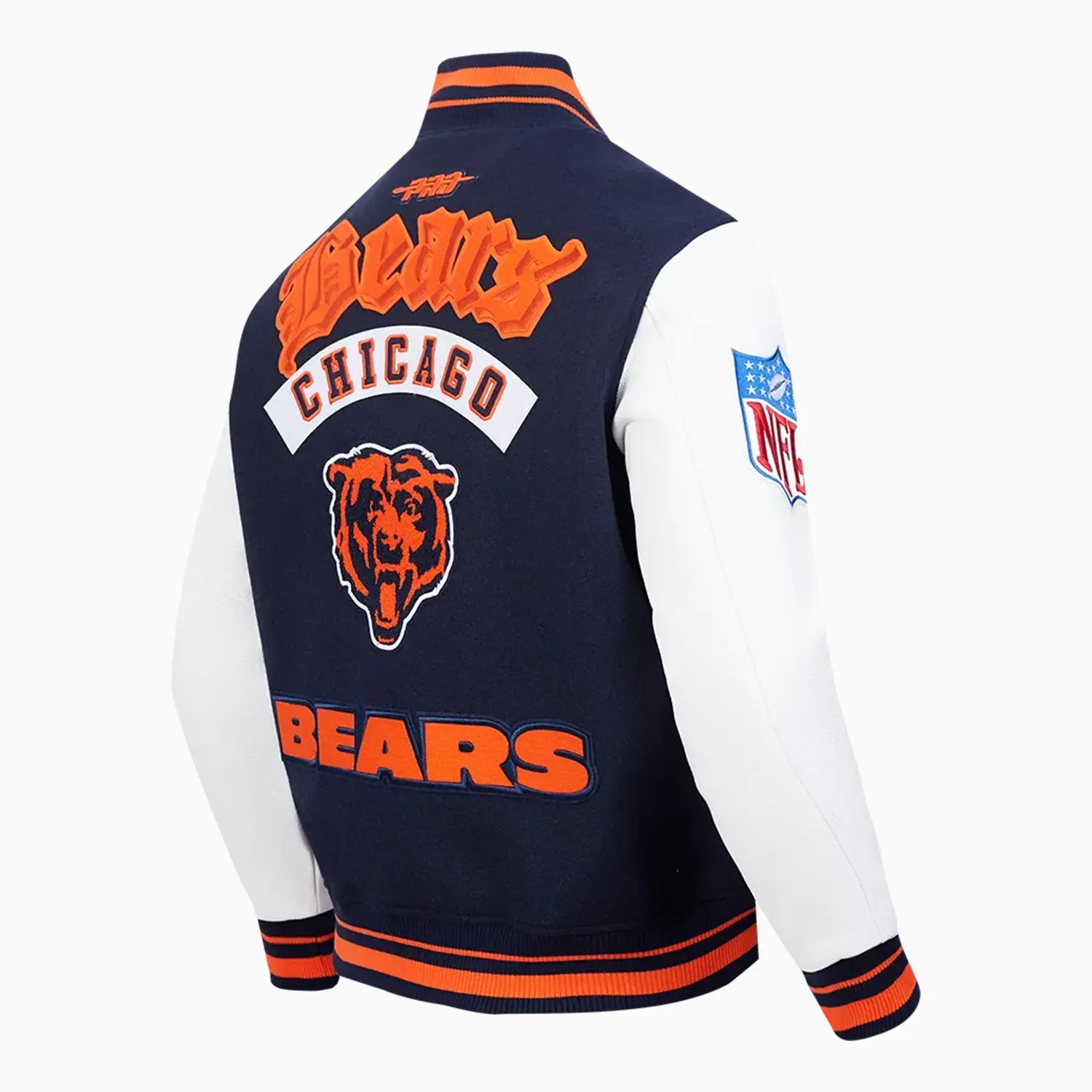 Men's NFL Chicago Bears Rib Wool Varsity Jacket Pro Standard - Tops and Bottoms USA