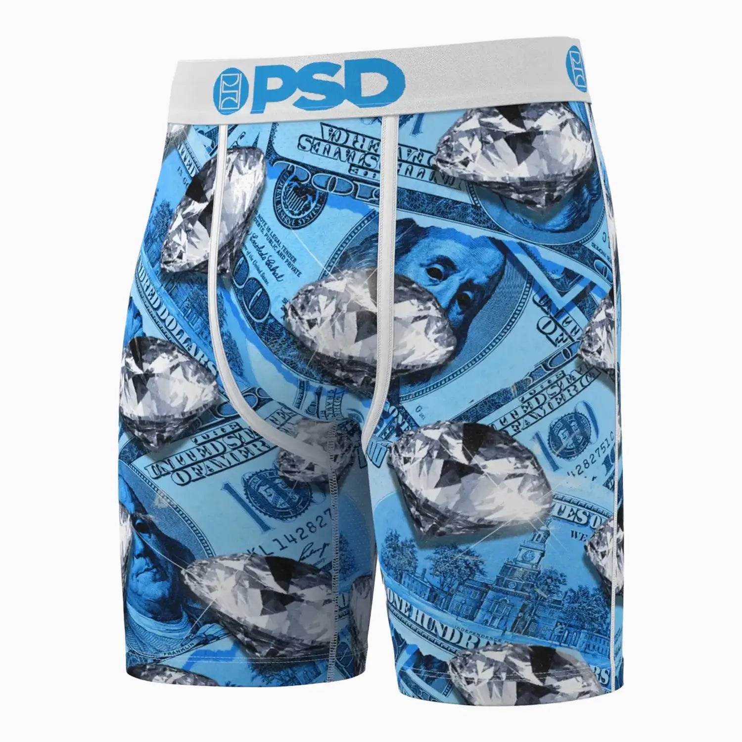 Men's Blue Fortune Standard Length Boxer PSD Underwear - Tops and Bottoms USA