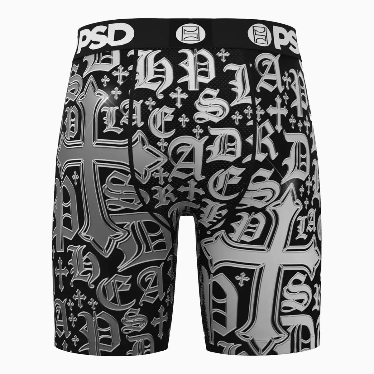 Men's Chrome Letters Standard Length Boxer PSD Underwear - Tops and Bottoms USA