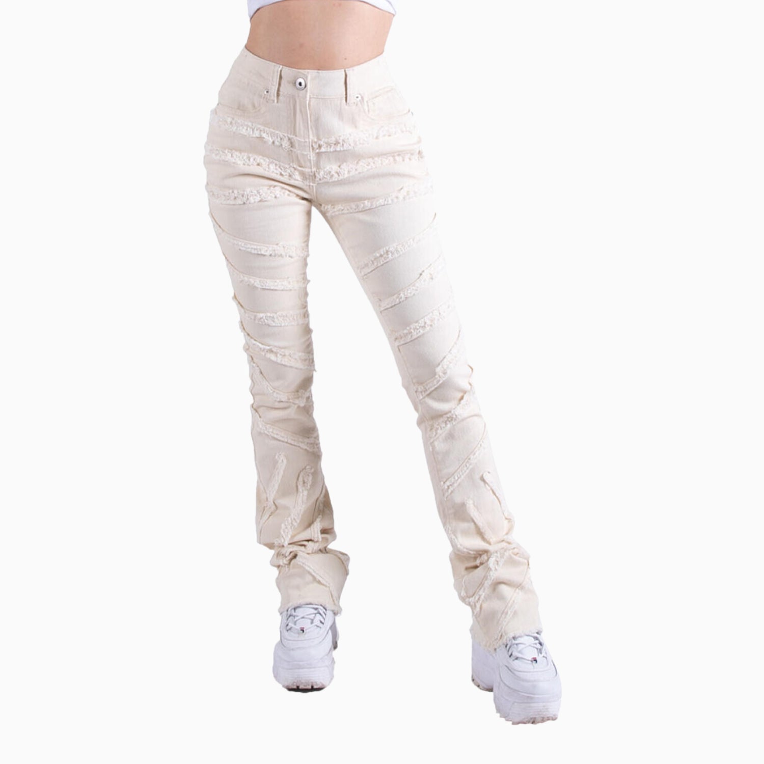 red-fox-womens-highwaist-fray-stacked-jeans-pant-pa0910-egg