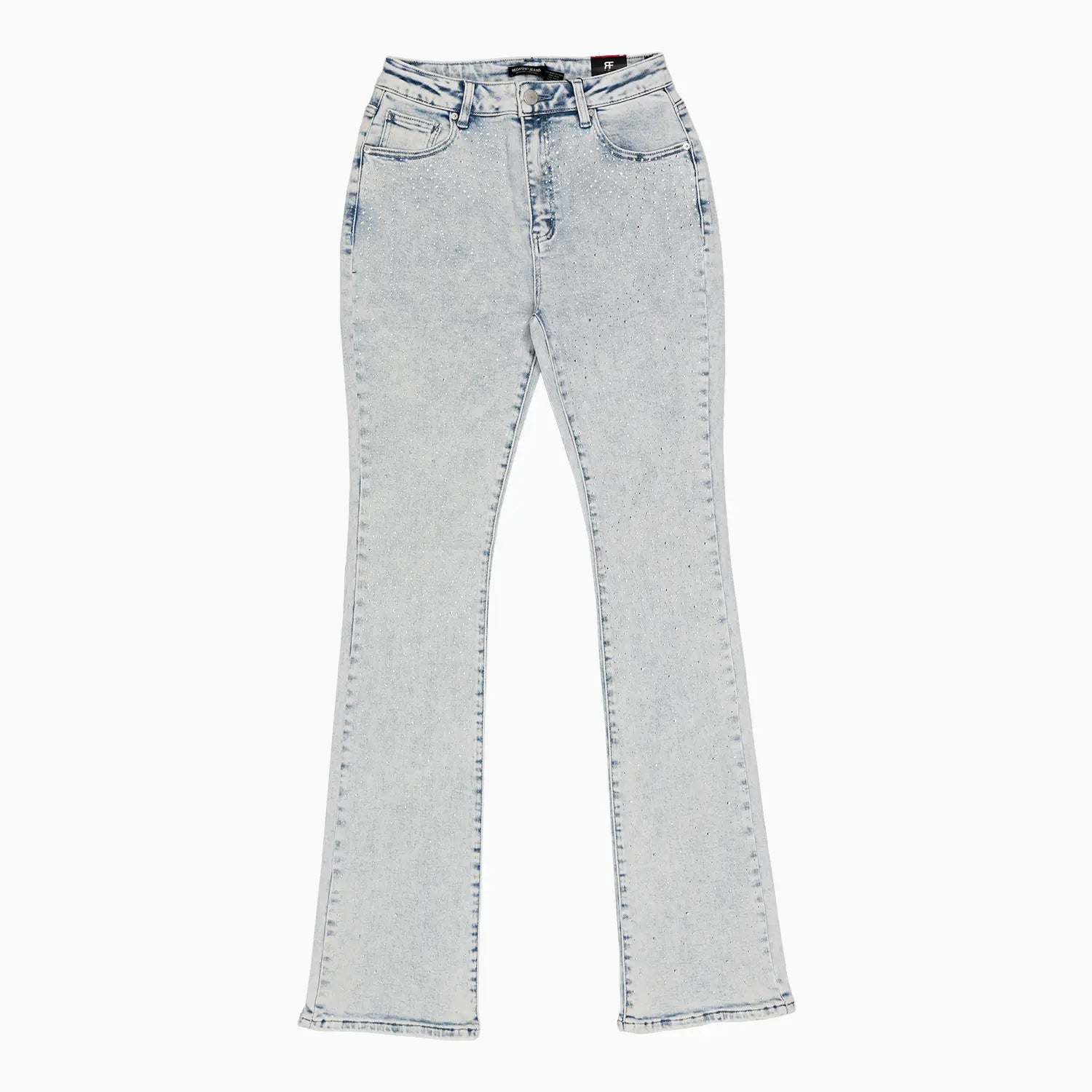 Women's Rhinestone Stacked Coated Jean Pant