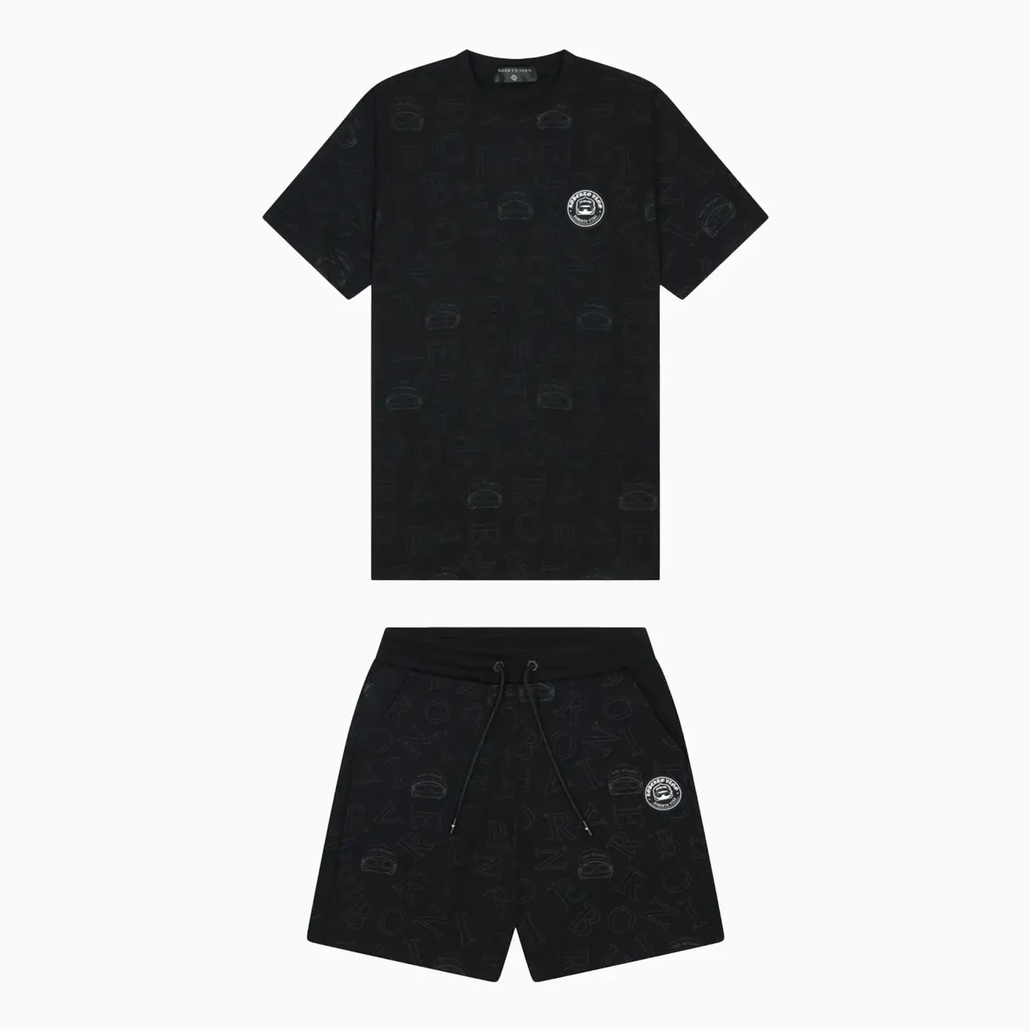 Men's Black All-Over Logo Print Co-Ord Set