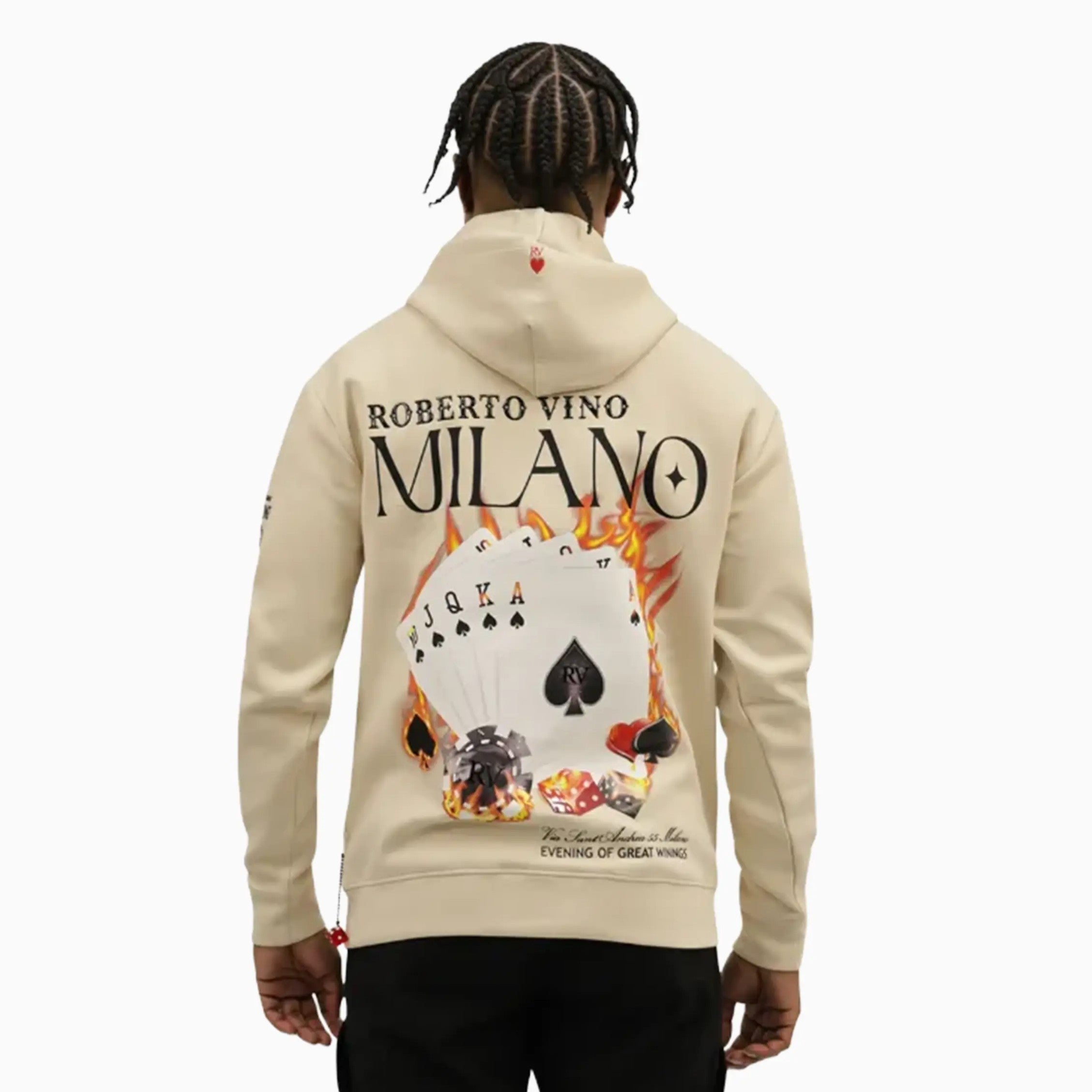 Men's Burning Cards Hoodie Roberto Vino - Tops and Bottoms USA